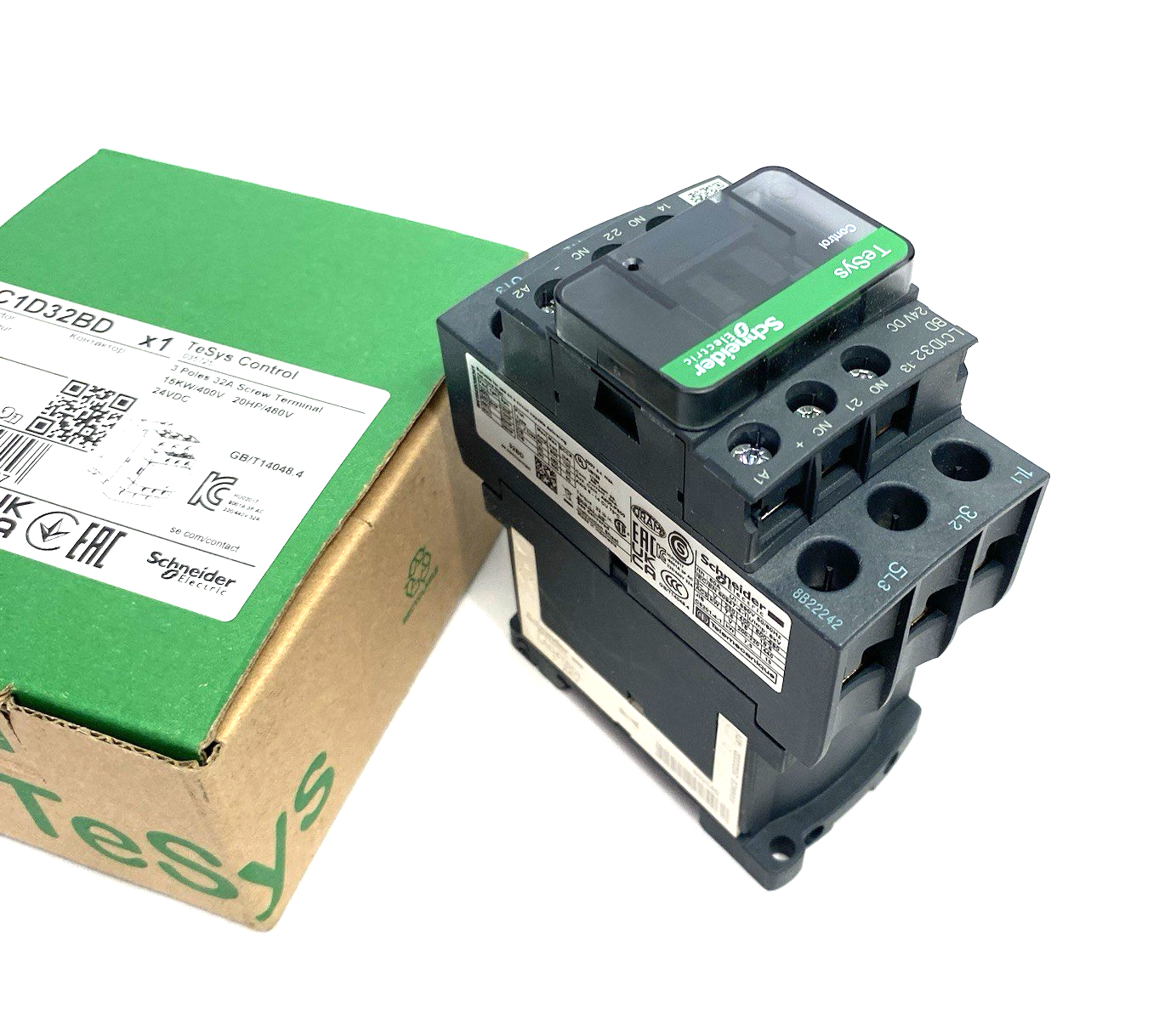 Schneider Electric LC1D32BD IEC Contactor, TeSys Deca, Non-Reversing, 32A - Maverick Industrial Sales