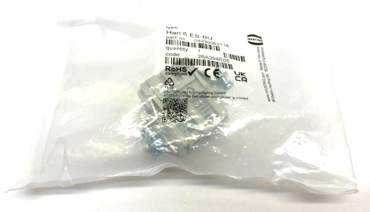 Harting 09330062716 Heavy Duty Power Connector Han 6 ES-BU - Maverick Industrial Sales
