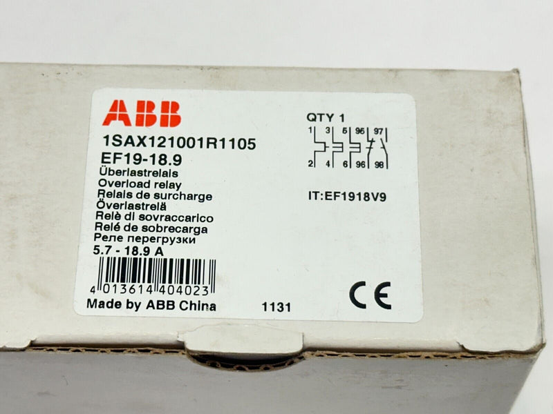 ABB 1SAX121001R1105 EF19-18.9 Overload Relay 5.7-18.9A 690V - Maverick Industrial Sales