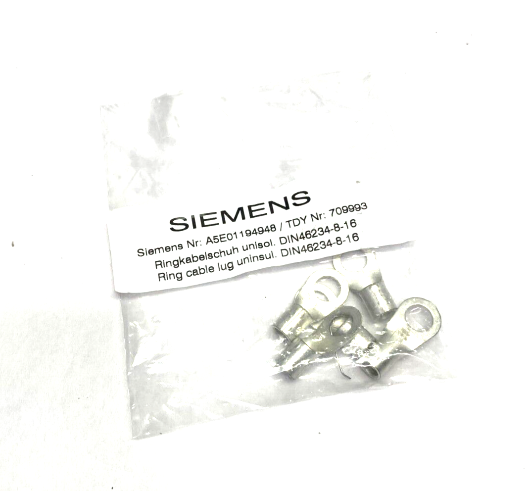 Siemens A5E01194948 Ring Cable Lug DIN46234-8-16 PKG OF 5 - Maverick Industrial Sales