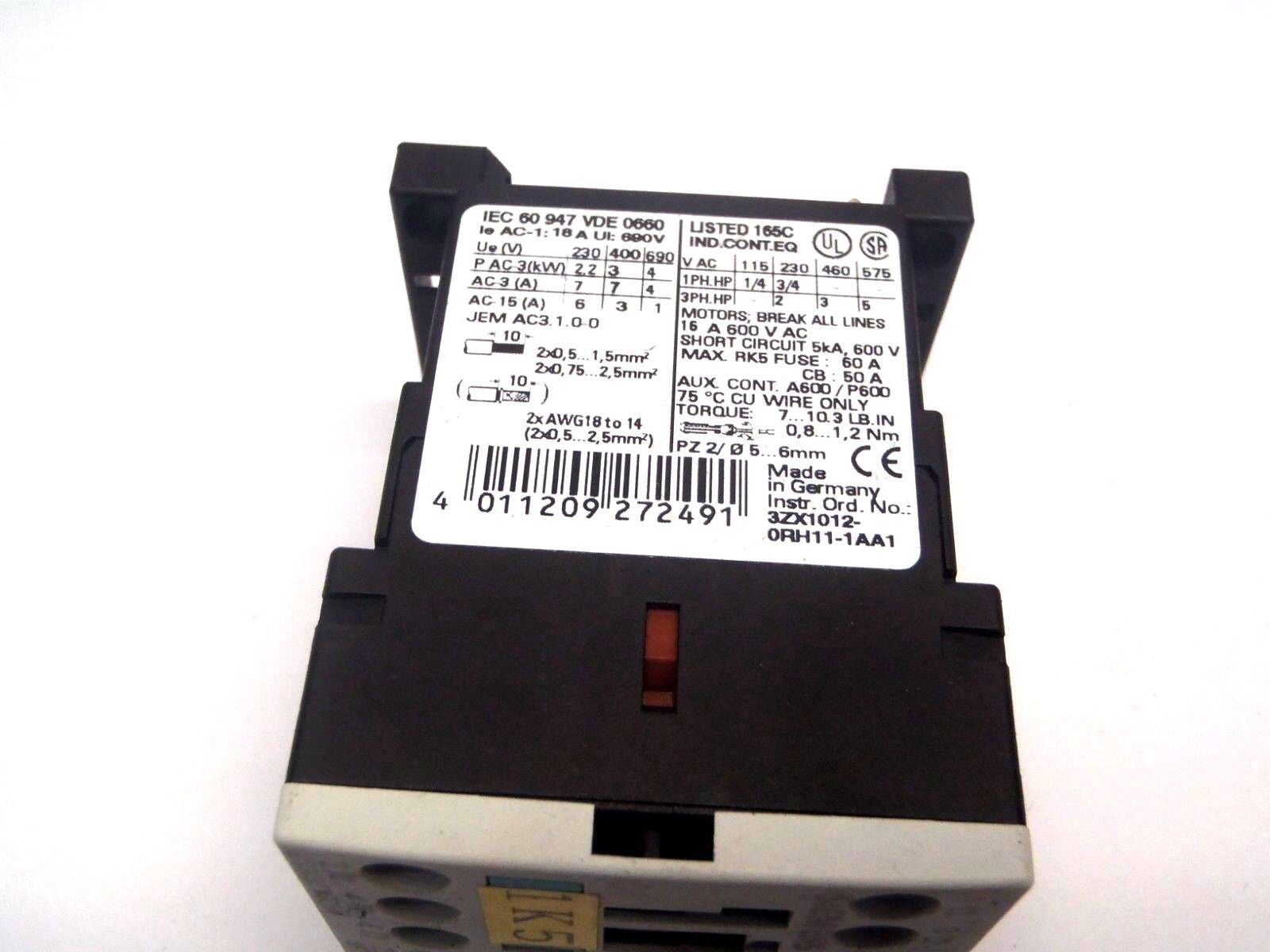 Siemens 3RT1015-1AB02 Contactor 16A 600V 24V 50/60Hz - Maverick Industrial Sales