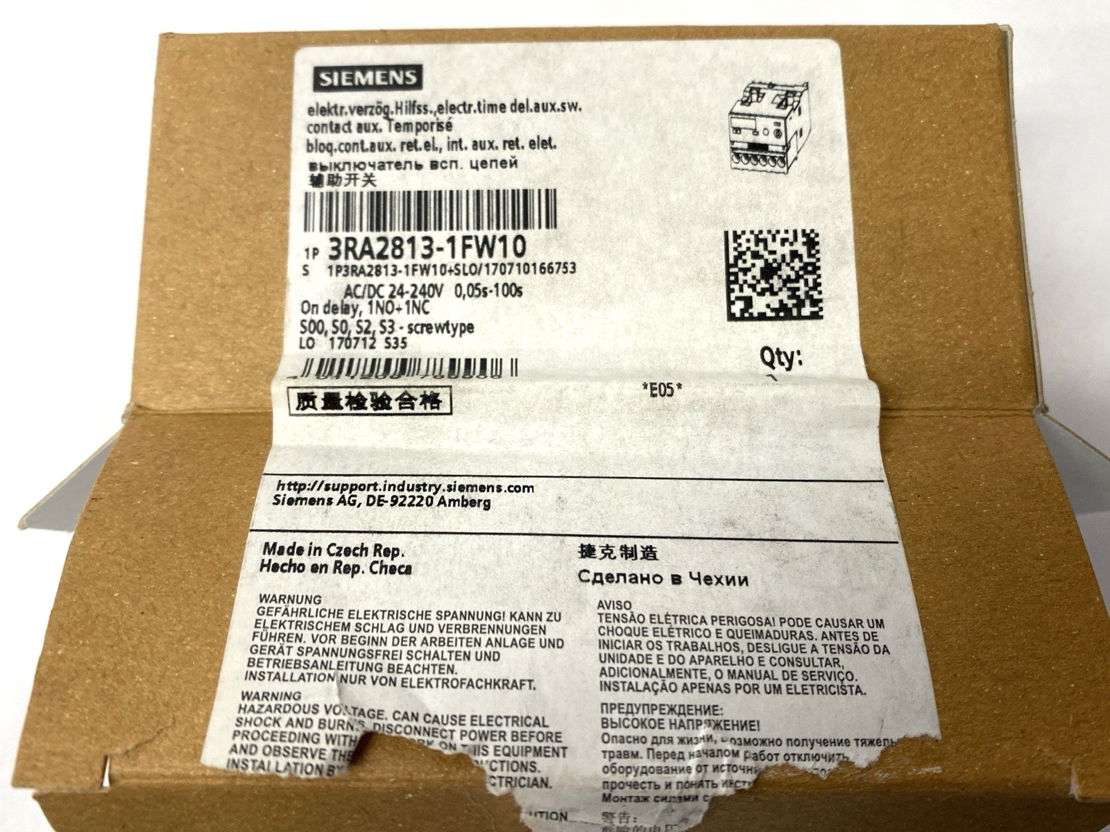 Siemens 3RA2813-1FW10 Solid State Time-Delayed Auxiliary Switch 24-240V AC/DC - Maverick Industrial Sales