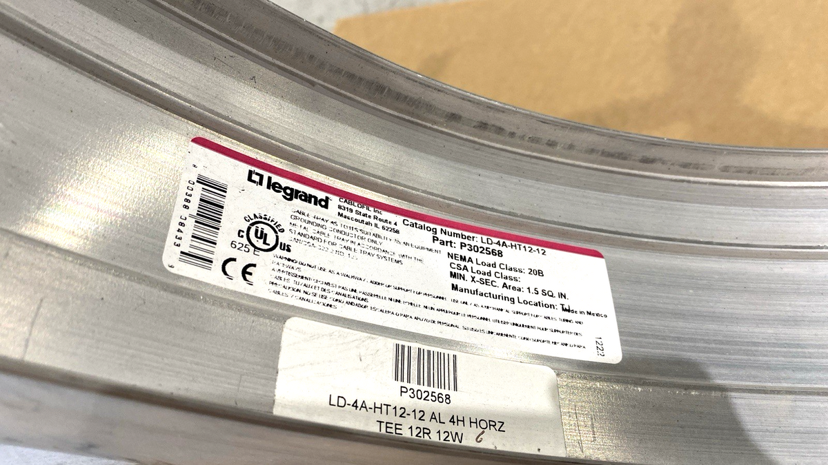 Legrand LD-4A-HT12-12 Aluminum Cable Tray Tee 4"x12", 12" Bend P302568 LOT OF 4 - Maverick Industrial Sales