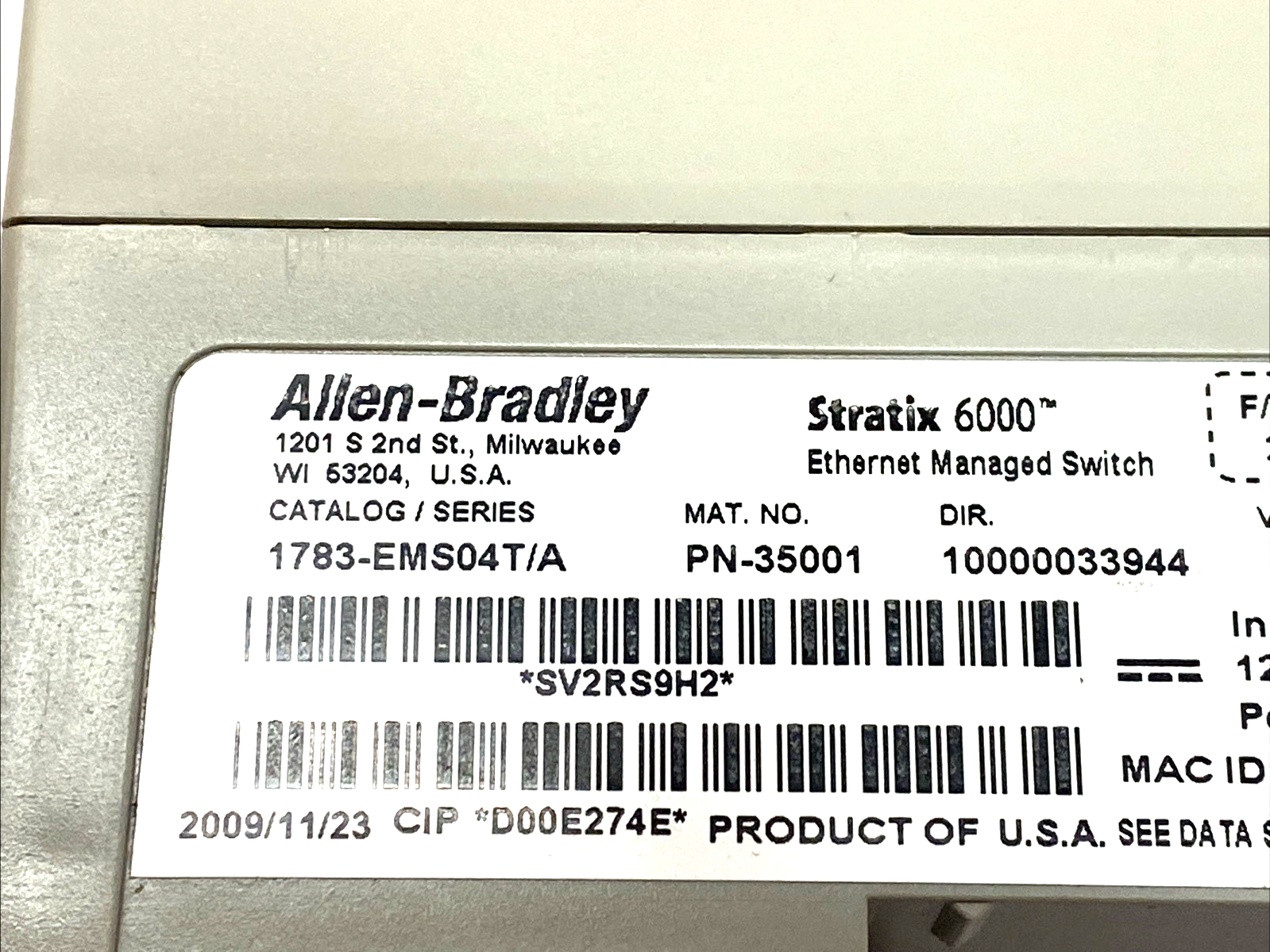 1783-EMS04T/A | Allen Bradley Stratix 6000 Managed Switch 4-Port - Used - Maverick Industrial Sales