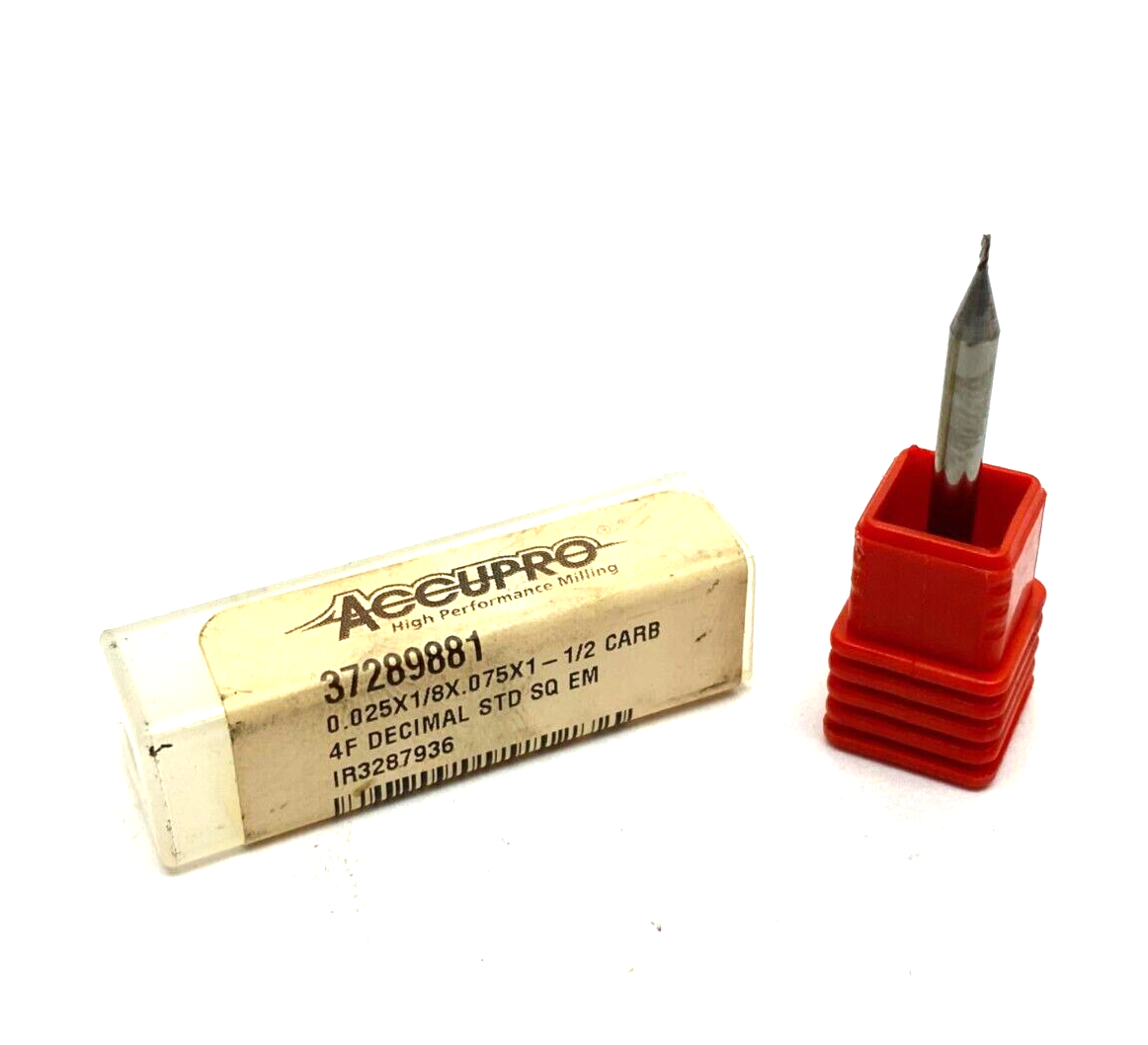 Accupro 37289881 Square End Mill .025 x 1/8 x .075 x 1-1/2 Carbide Spiral Flute - Maverick Industrial Sales