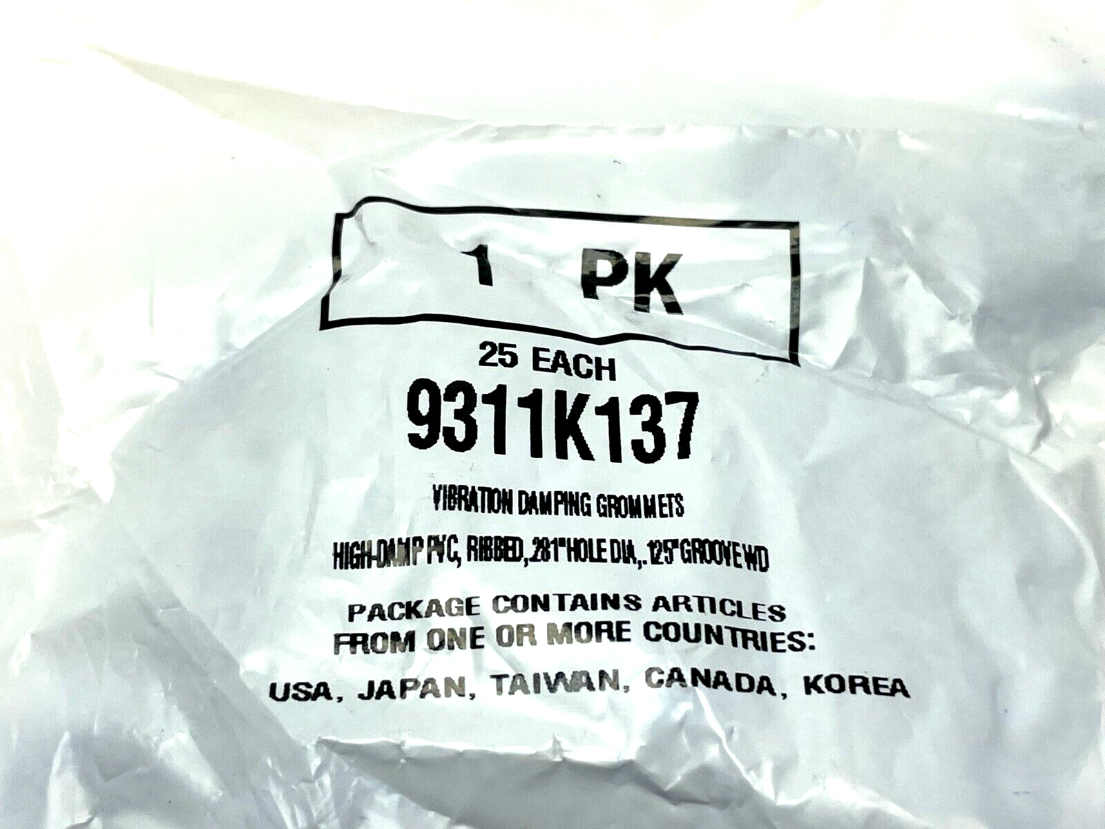 Vibration-Damping Grommets Ribbed 0.28" Hole Diameter 0.38" Thickness PKG OF 25 - Maverick Industrial Sales