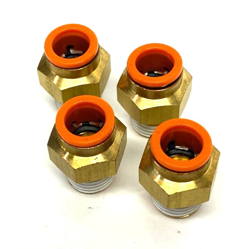 KQ2H11-35AS | SMC Male Push-to-Connect Fitting 3/8" In Tube 1/4" NPT PKG OF 4 - New - Maverick Industrial Sales