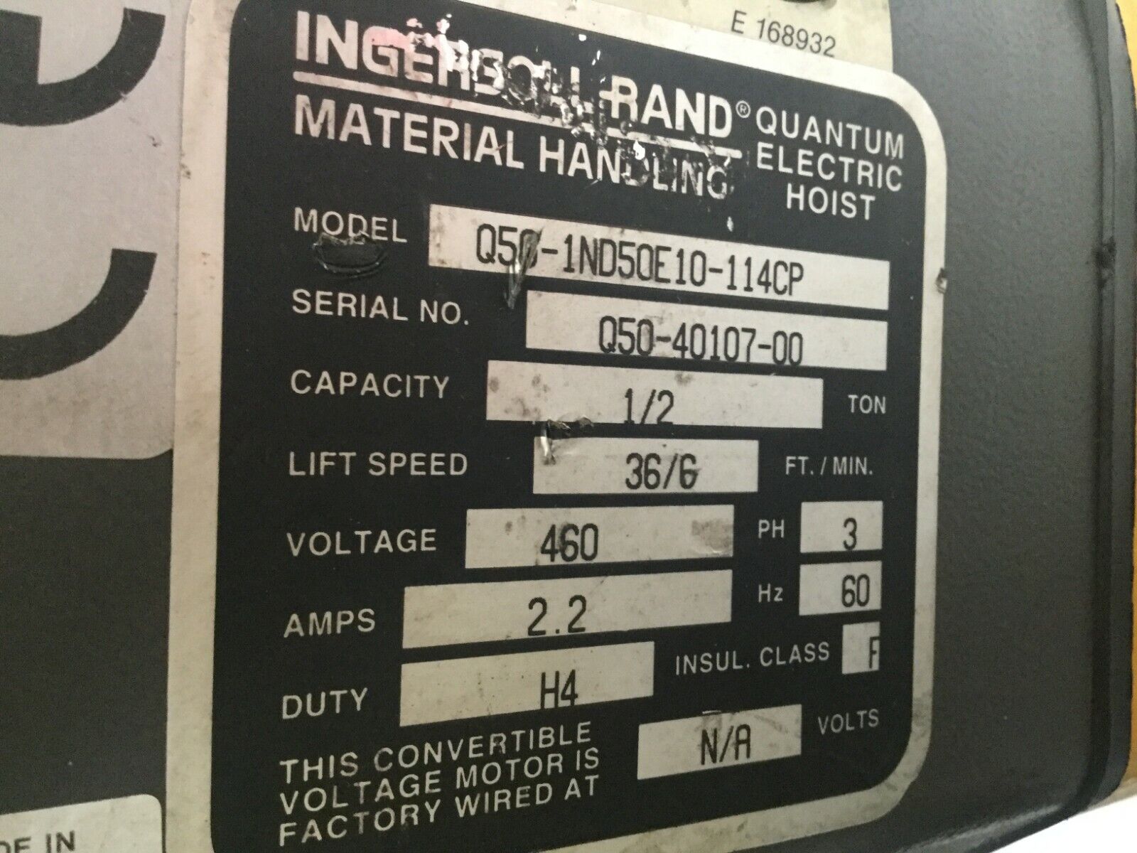 Ingersoll Rand Q50-1ND50E10-114CP Quantum Electric Chain Hoist 1/2 Ton - Maverick Industrial Sales