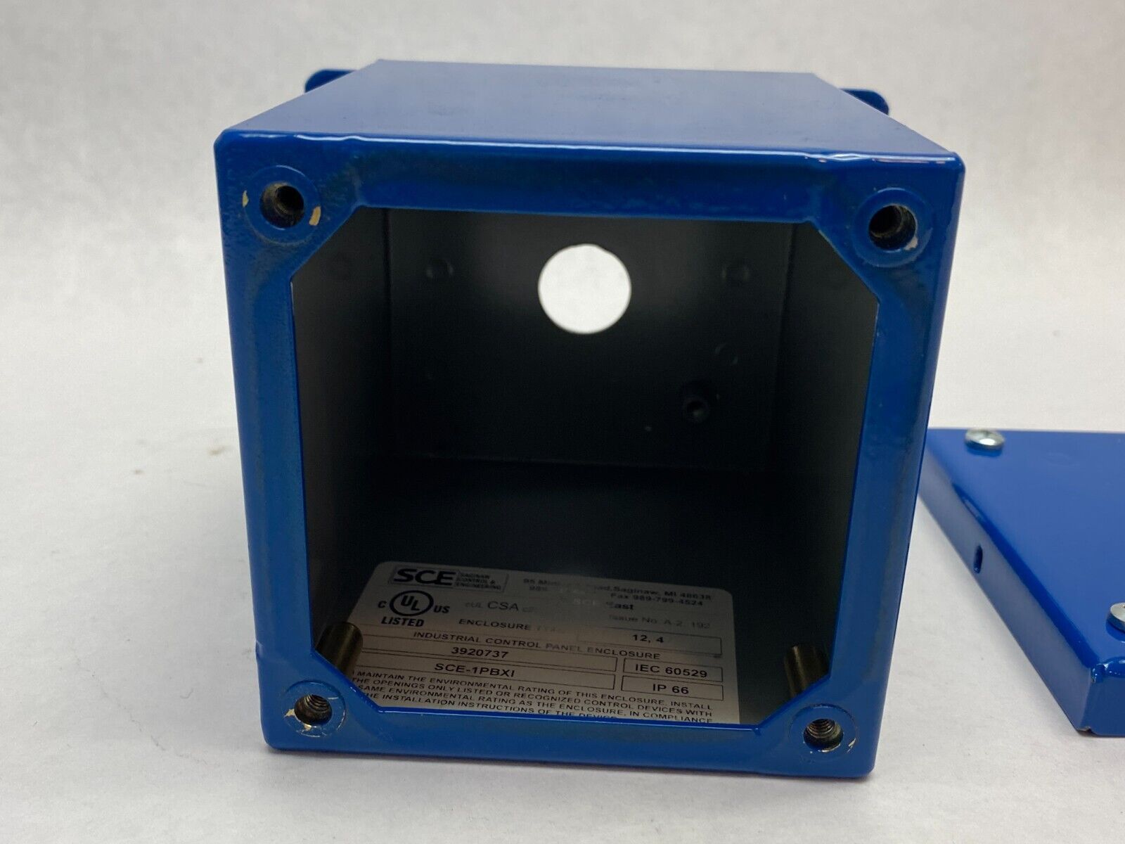 Saginaw Control & Engineering SCE-1PBXI Pushbutton Enclosure 4" x 4" Blue Steel - Maverick Industrial Sales