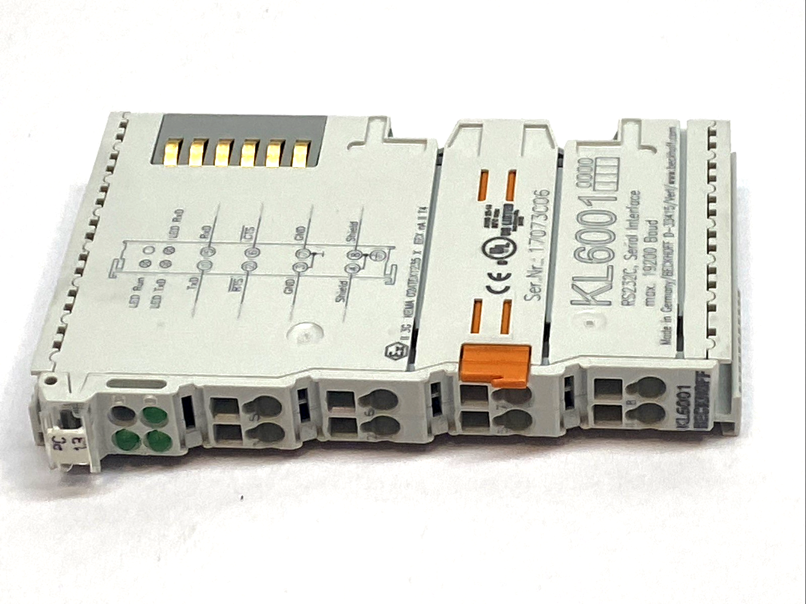 KL6001 | Beckhoff Bus Terminal RS‑232 Serial Interface Module for I/O System - Used - Maverick Industrial Sales