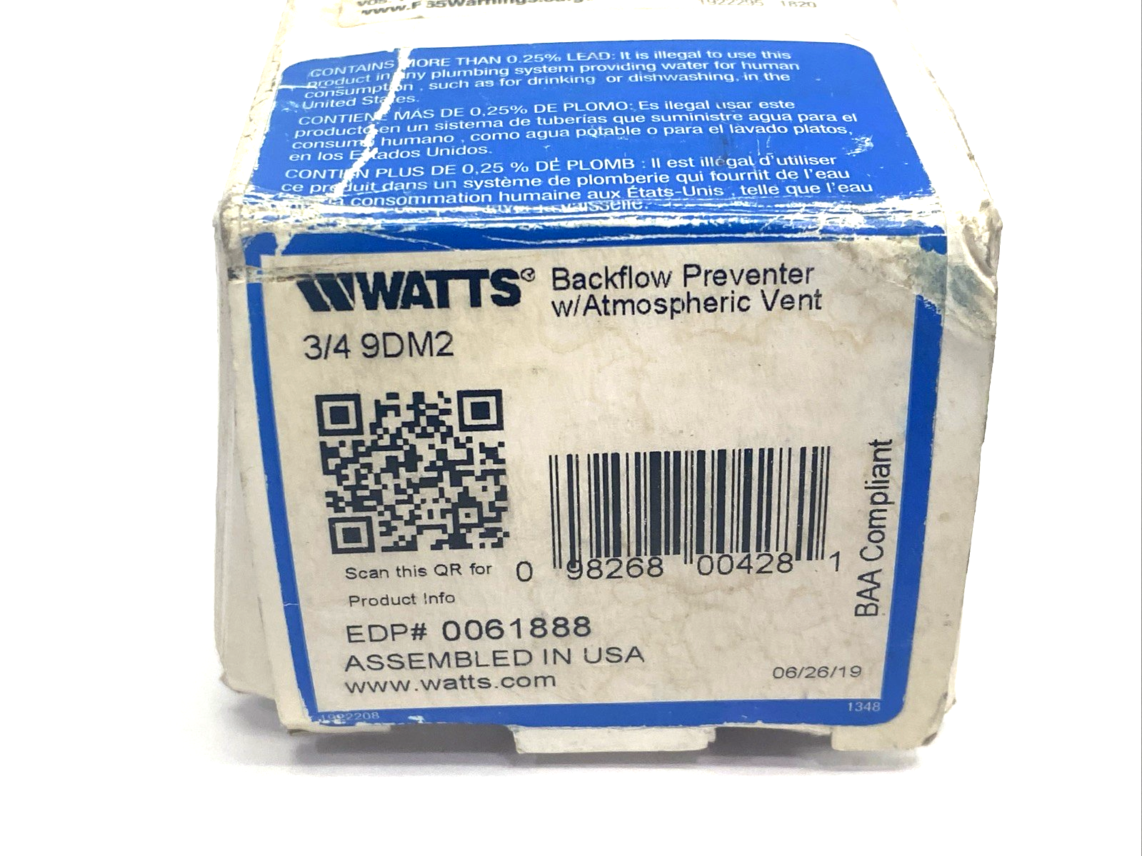Watts 9DM2 3/4" Bronze Dual Check Valve Backflow Preventer 0061888 - Maverick Industrial Sales