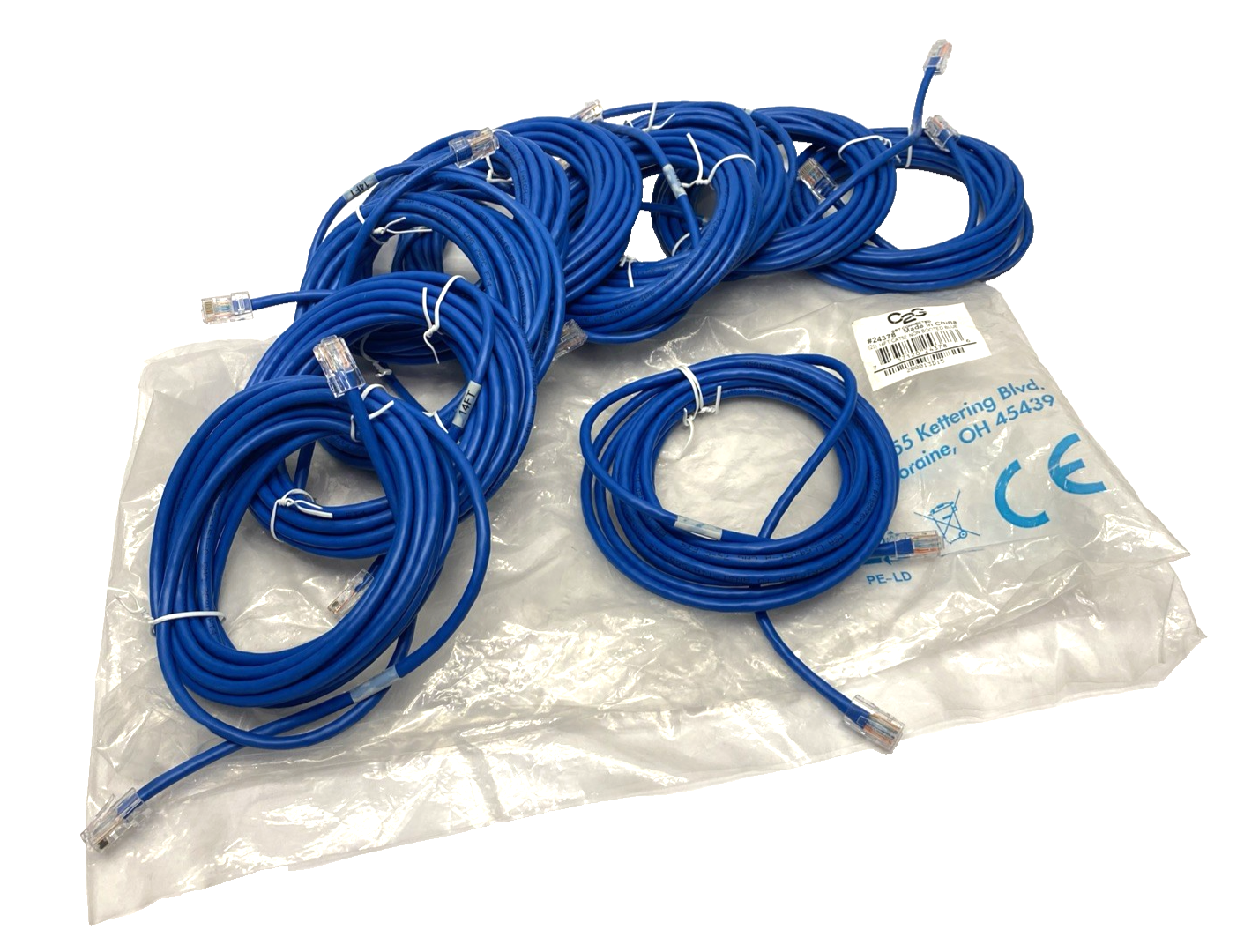 24378 | C2G Cat5e RJ45 350MHz Patch Cable, Blue, 14FT LOT OF 10 - Open box - Maverick Industrial Sales