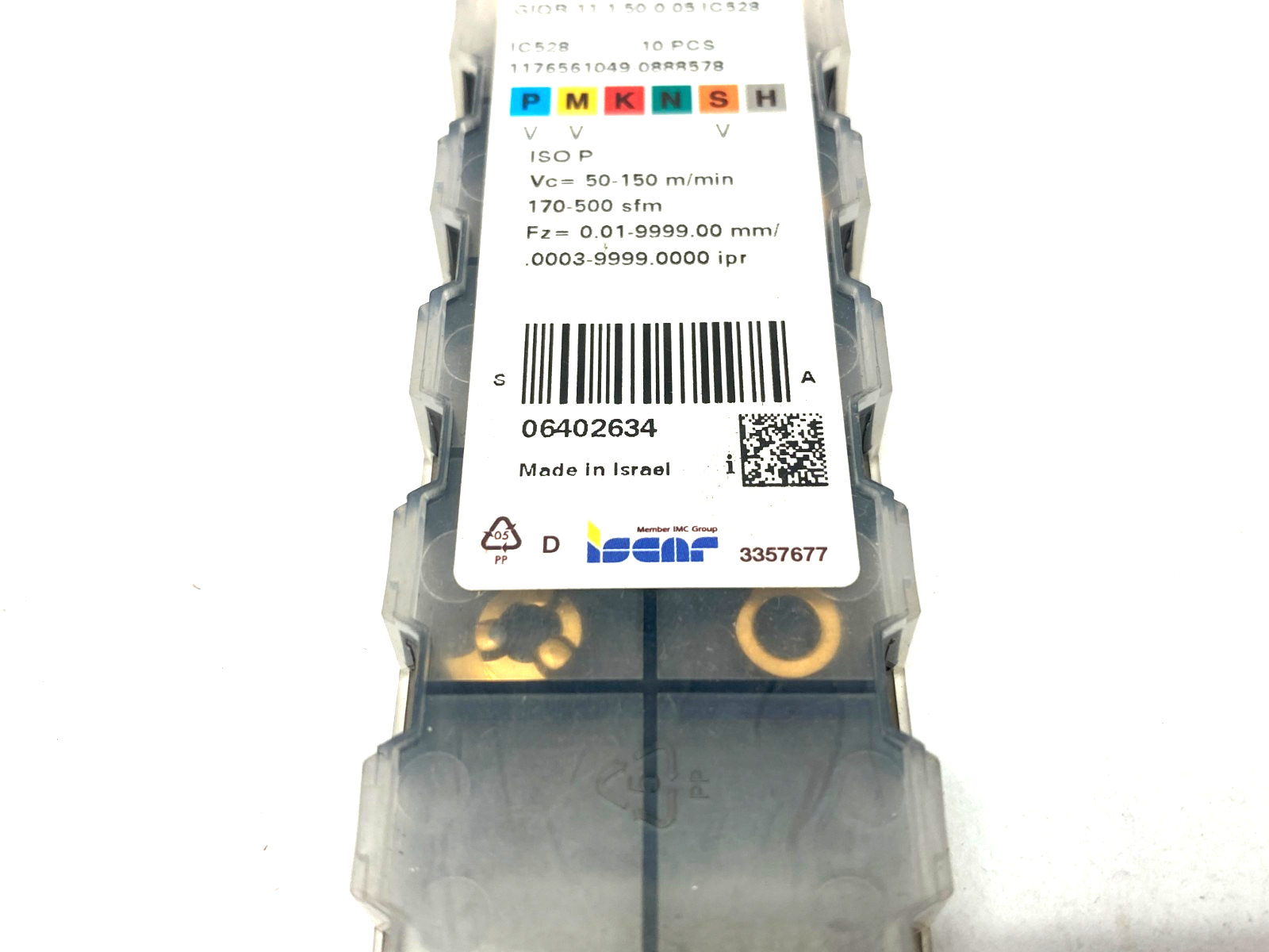 Iscar GIQR 11-1.50-0.05 IC528 Grooving Insert, Carbide, 6402634 PKG OF 8 - Maverick Industrial Sales