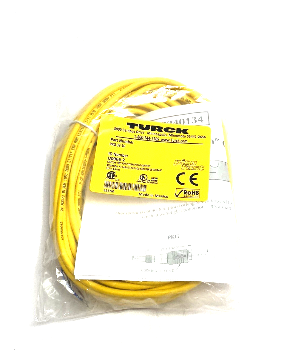 PKG 3Z-10 | Turck picofast Single Ended Connection Cordset U0066-2 - New - Maverick Industrial Sales
