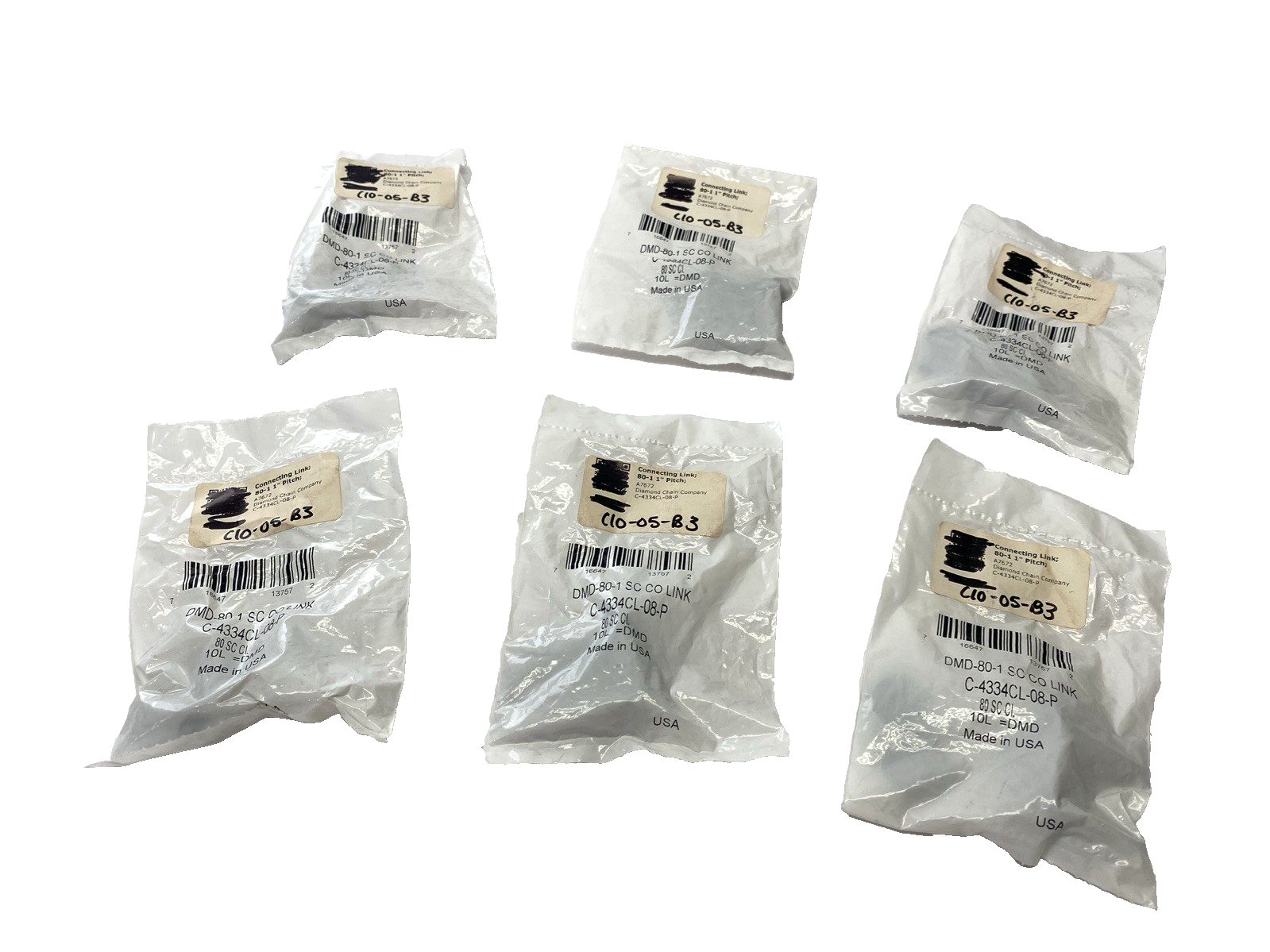 Diamond Chain Company C-4334CL-08-P Connecting Link 80-1 1" Pitch LOT OF 6 - Maverick Industrial Sales