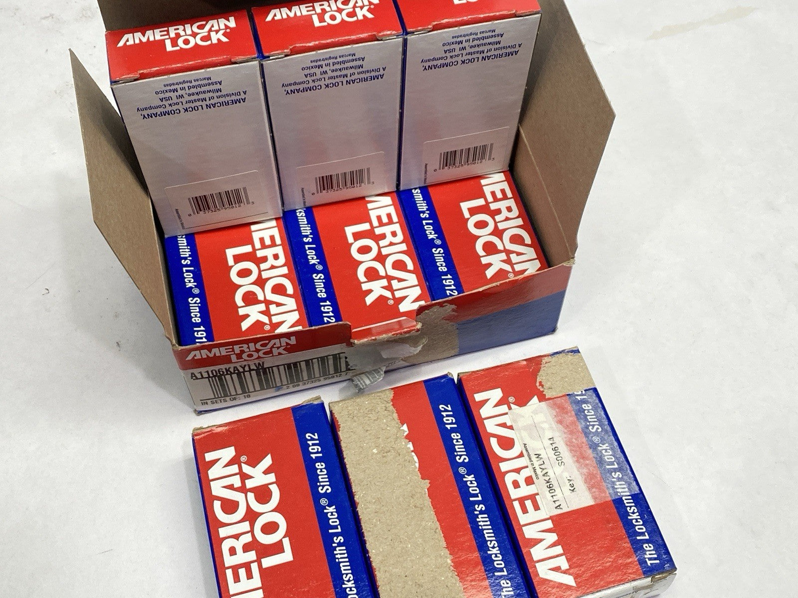 A1106KAYLW | American Lock Lockout Padlock Yellow Key S00614 LOT OF 9 - New – Open box - Maverick Industrial Sales