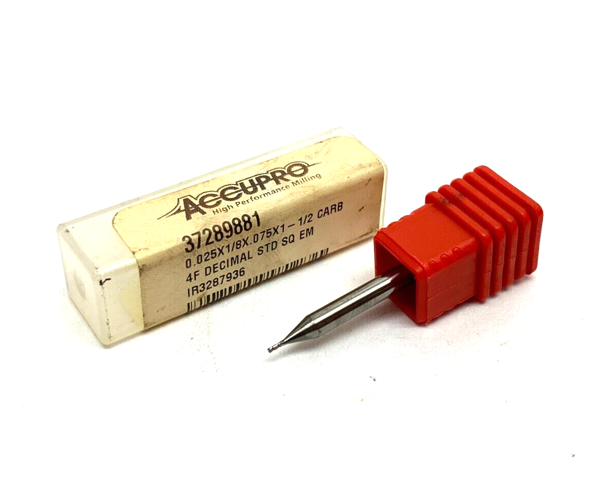 Accupro 37289881 Square End Mill .025 x 1/8 x .075 x 1-1/2 Carbide Spiral Flute - Maverick Industrial Sales