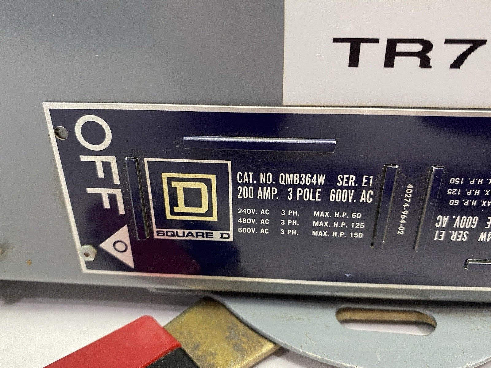 QMB364W | Square D Ser. E1 Fusible Panelboard Switch Unit 3-Pole 200A - Used - Maverick Industrial Sales