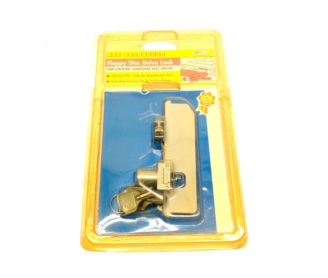 GENii Security H55085 Floppy Disc Drive Lock, Fits 3-1/2" & 5-1/4" Drives - Maverick Industrial Sales