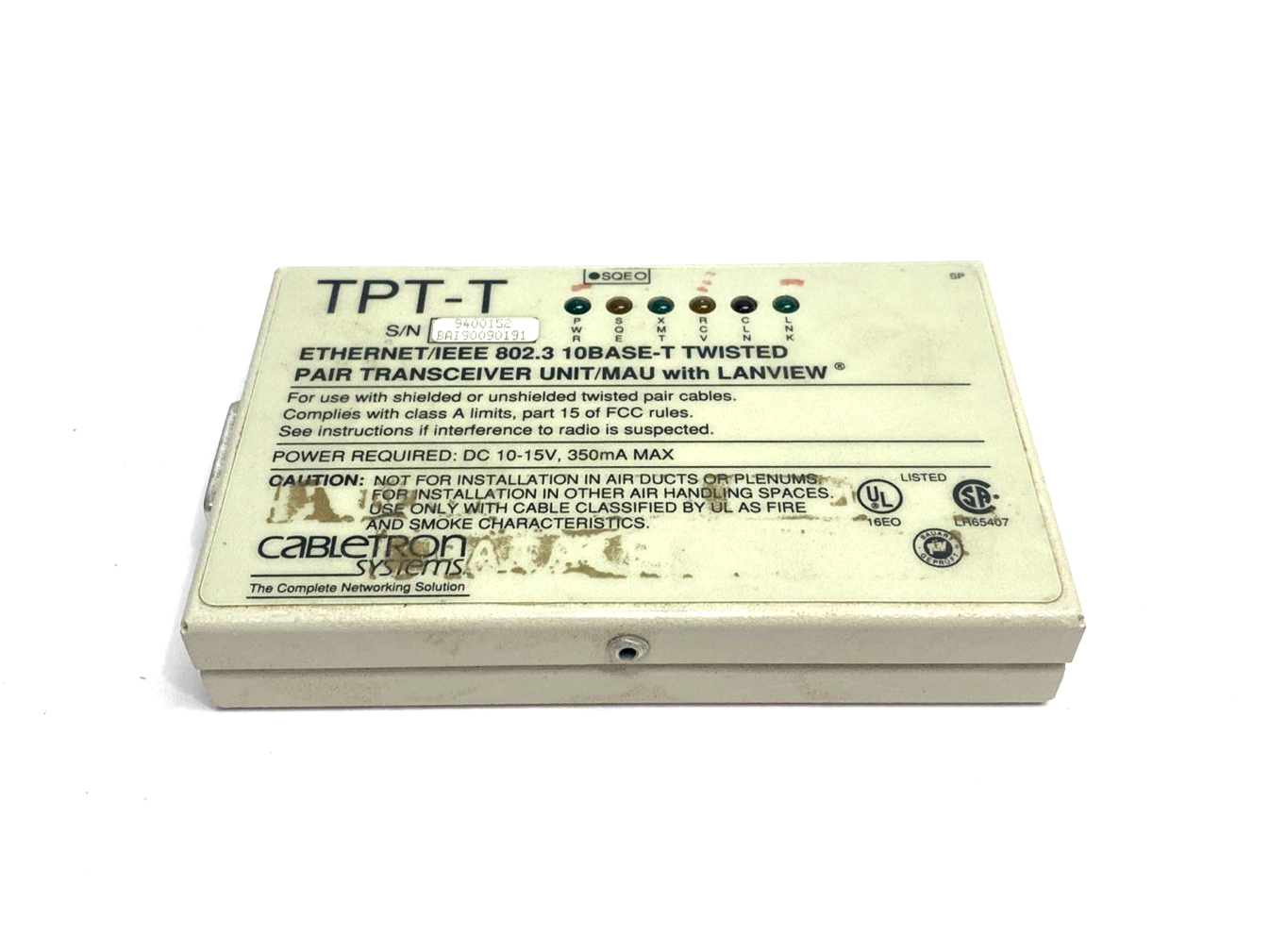 TPT-T | Cabletron Systems Ethernet/IEEE 802.3 10BASE-T Twisted Pair Transceiver - Used - Maverick Industrial Sales