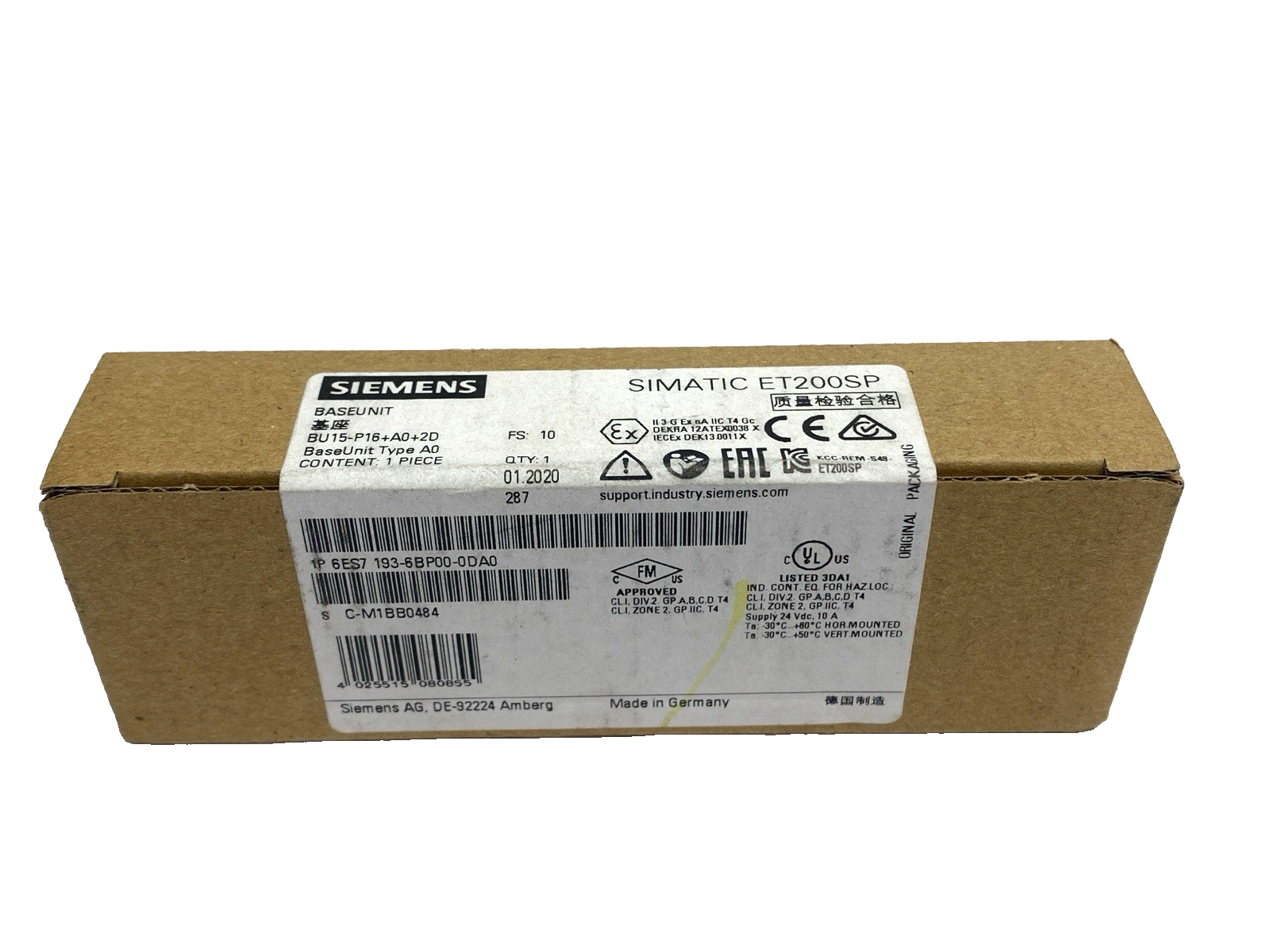 Siemens 6ES7 193-6BP00-0DA0 SIMATIC ET200SP Base Unit BU Type A0 - Maverick Industrial Sales