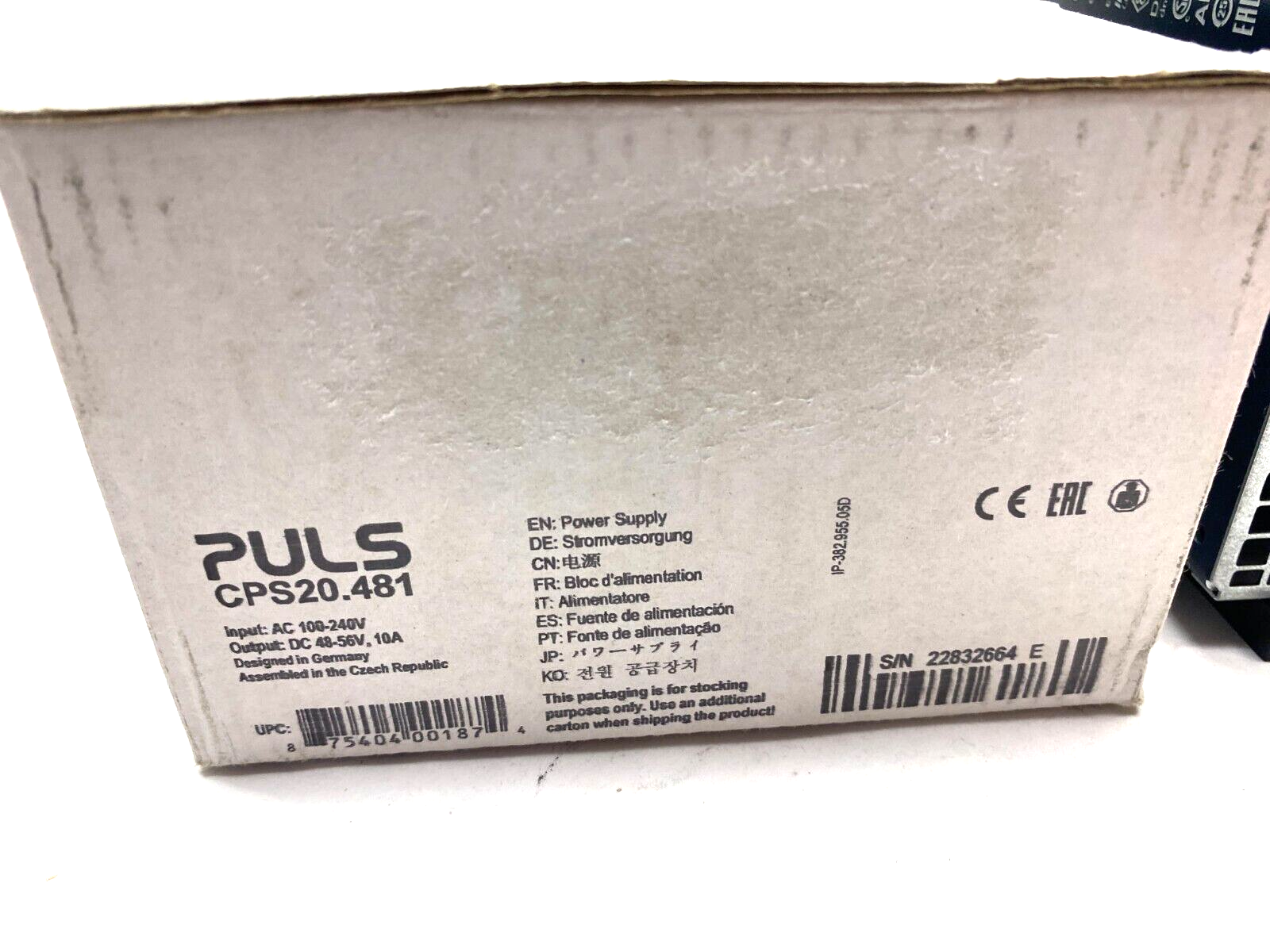 Puls CPS20.481 Power Supply, 1-Phase, 120-240VAC, 48VDC 10A 480W - Maverick Industrial Sales