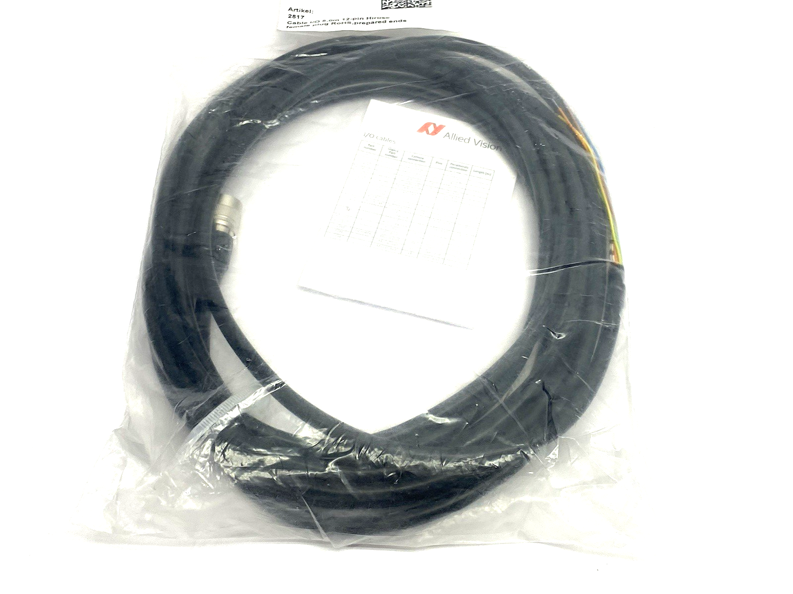 2817 | Allied Vision I/O Cable 12-Pin Hirose Female to Open End 5m Length - New Other - Maverick Industrial Sales