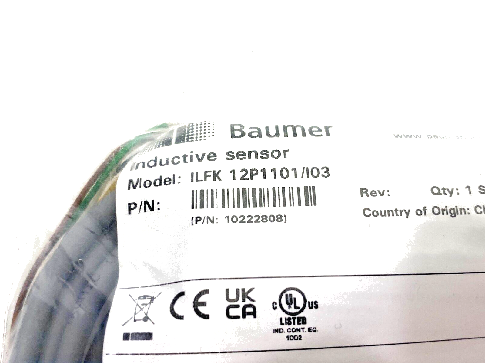Baumer ILFK 12P1101/I03 Inductive Sensor PNP 4mm Rectangular 10222808 - Maverick Industrial Sales