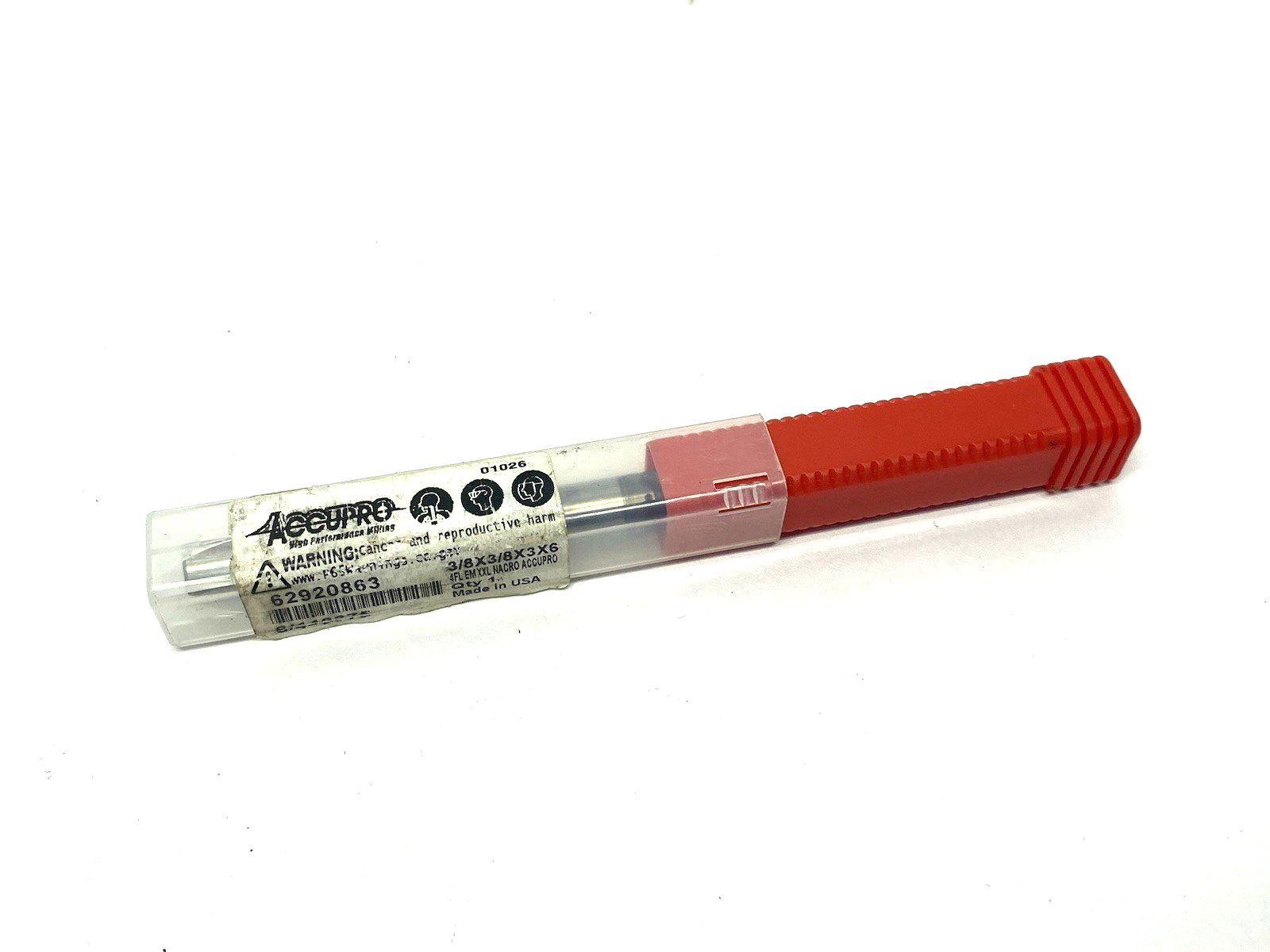62920863 | Accupro Square End Mill: 3/8" Dia, 3" LOC, 4 Flute, Solid Carbide - New – Open box - Maverick Industrial Sales