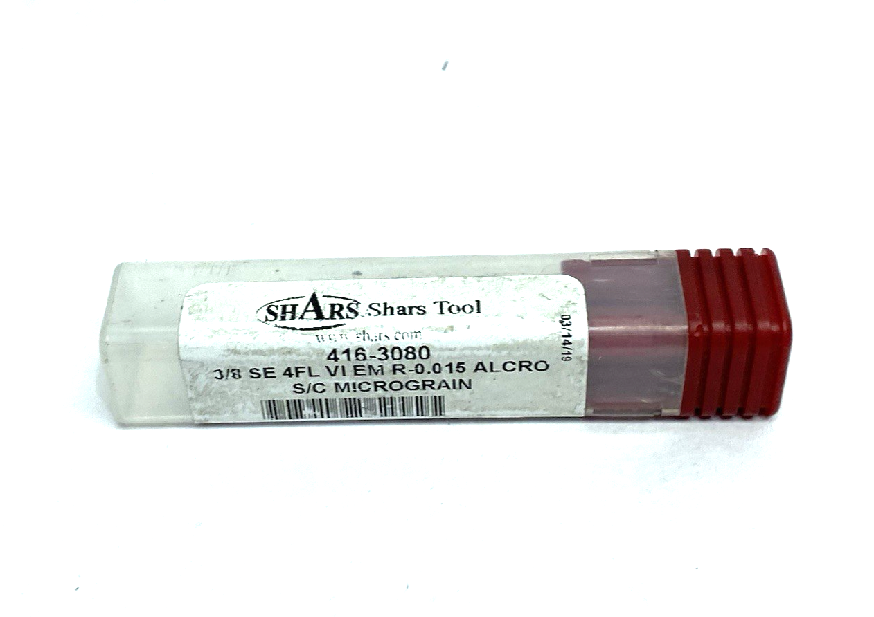 416-3080 | Shars Tool Square End Mill 3/8" 4-Flute VI EM 0.015 ALCRO - Used - Maverick Industrial Sales
