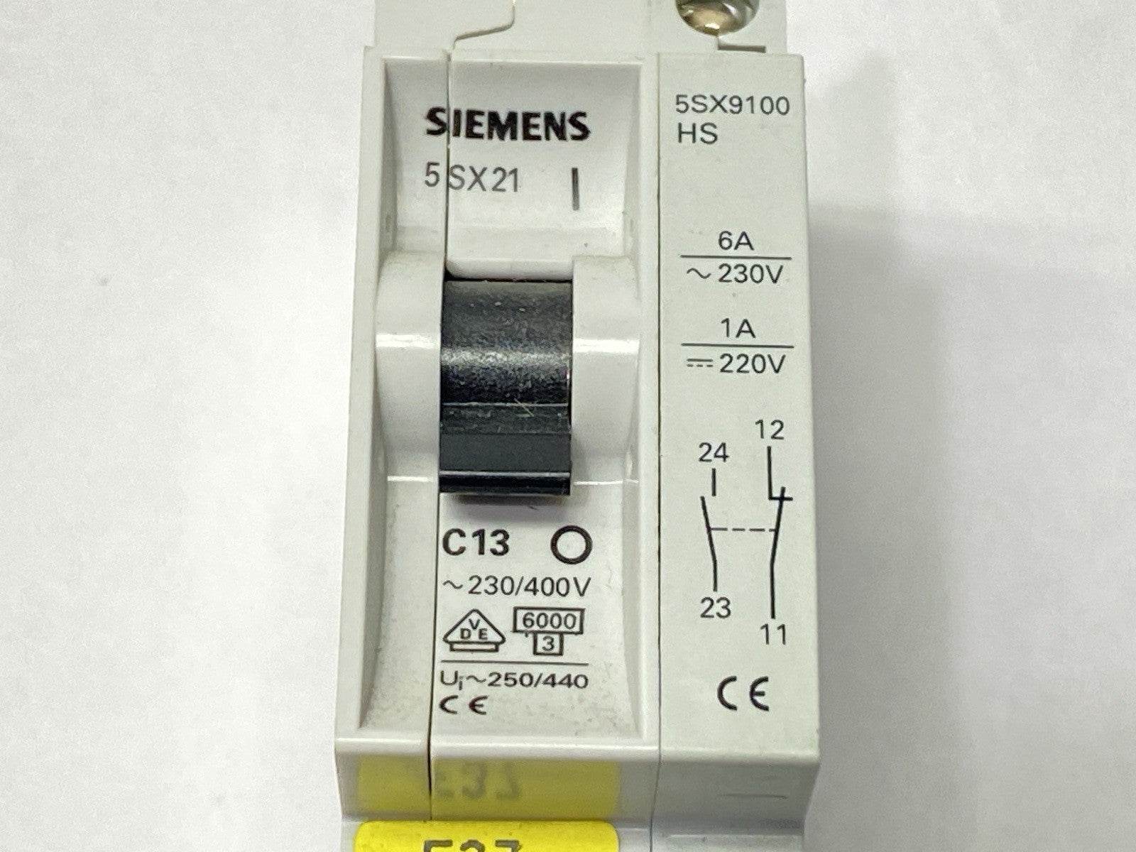 Siemens 5SX21C13 Miniature Circuit Breaker 1P 13A 277VAC w/5SX9100HS Aux Contact - Maverick Industrial Sales