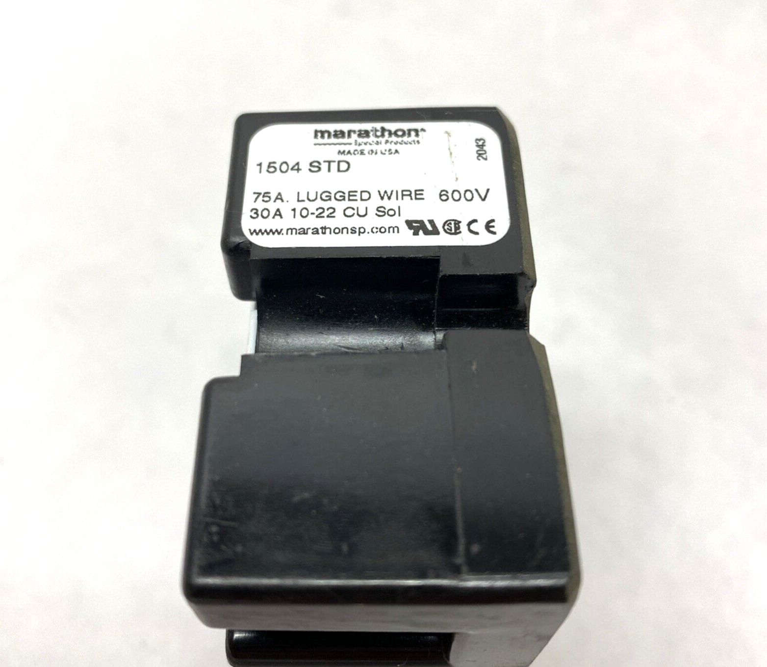 Marathon 1504 STD 75A Lugged Wire Terminal Strip 600V 30A 10-22 CU Solid - Maverick Industrial Sales