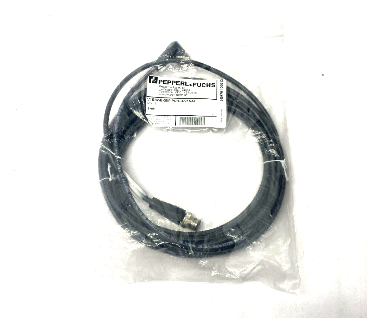 Pepperl+Fuchs V15-W-BK5M-PUR-U-V15-G M12 5-Pin Angle Female - Male 240776-100013 - Maverick Industrial Sales