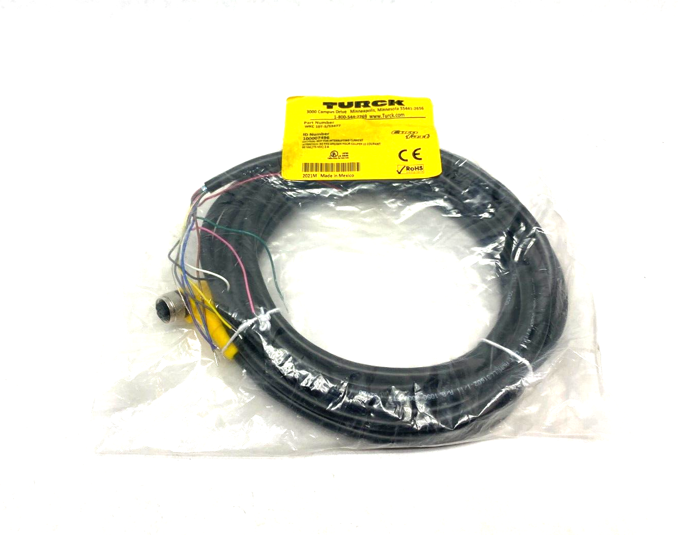 Turck WKC 10T-5/S3477 Eurofast Right Angle Single Ended Cordset, 100007496 - Maverick Industrial Sales