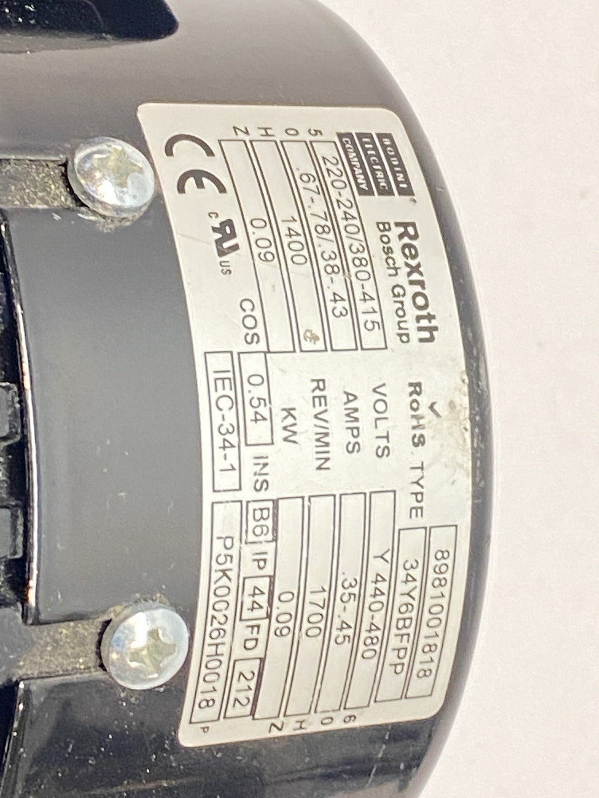 8981001818 | Bodine Electric Motor 1700 RPM 440-480V 34Y6BFPP - Used - Maverick Industrial Sales