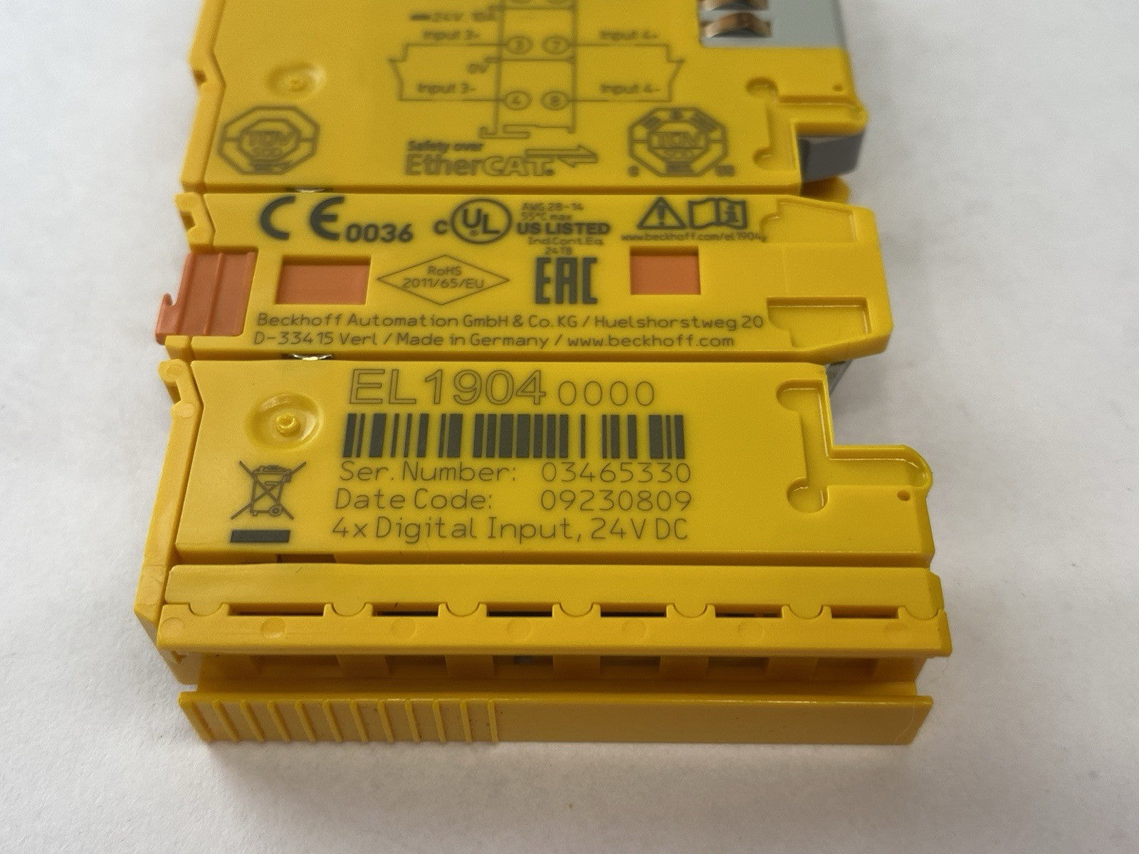 EL1904 | Beckhoff TwinSAFE EtherCAT 4-Channel Digital Input Terminal, 24VDC - Used - Maverick Industrial Sales