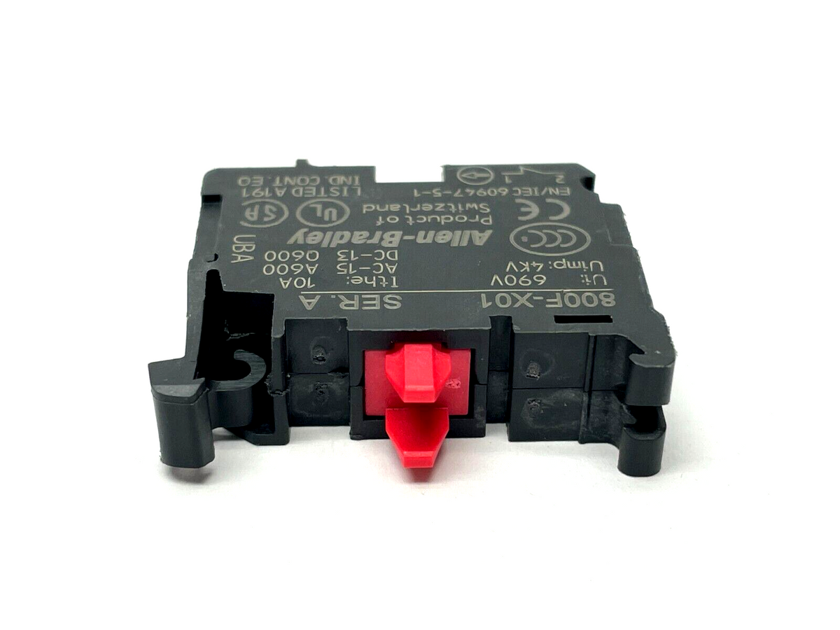 800F-X01 | Allen Bradley Ser A Contact Block 22.5mm Plastic 1 NO LOT OF 2 - Used - Maverick Industrial Sales