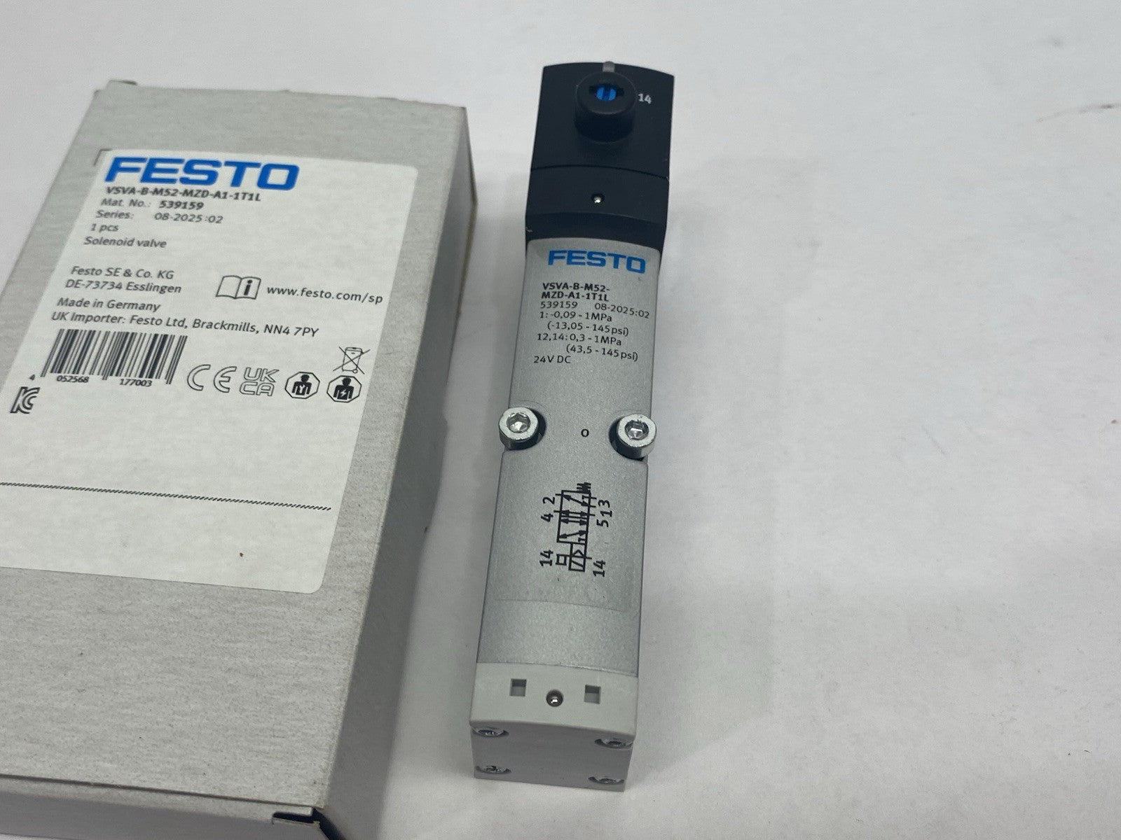 VSVA-B-M52-MZD-A1-1T1L | Festo Pneumatic Solenoid Valve 5/2 Monostable 539159 - New – Open box - Maverick Industrial Sales