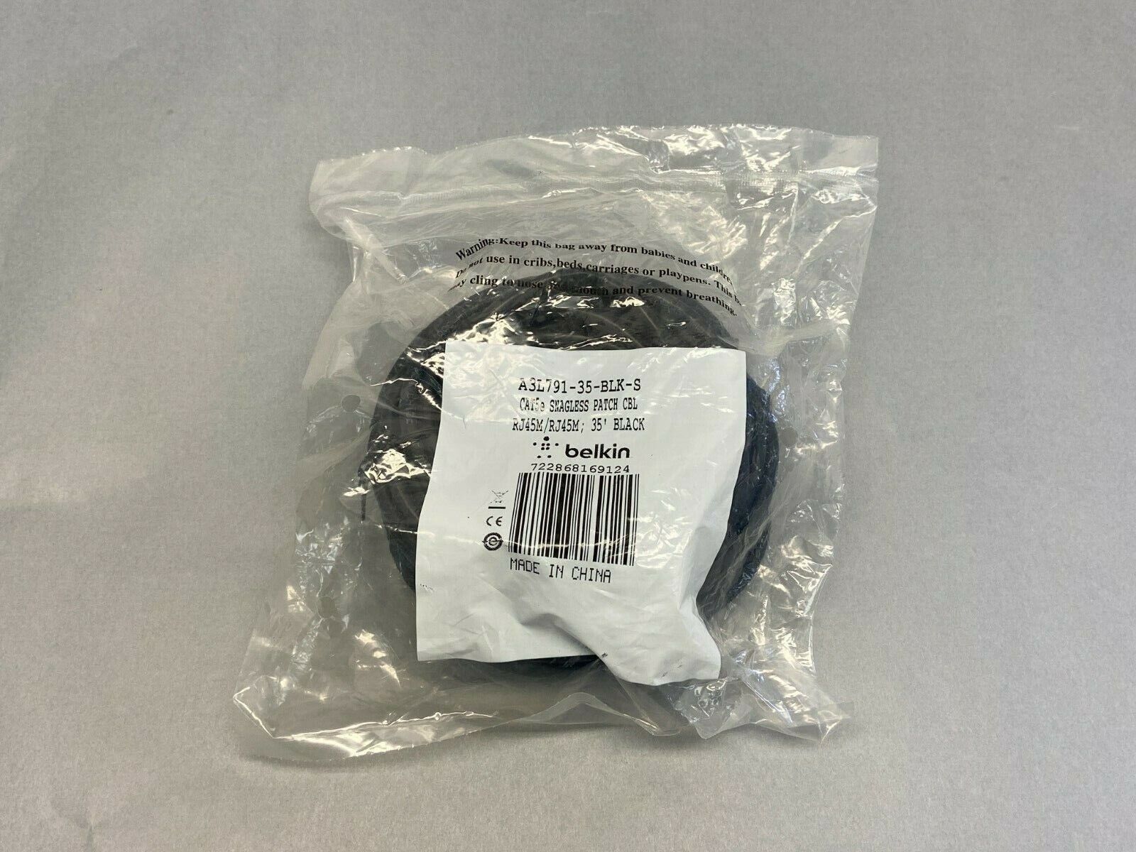 Belkin A3L791-35-BLK-S CAT5e Snagless Ethernet Patch Cable 35' Black - Maverick Industrial Sales