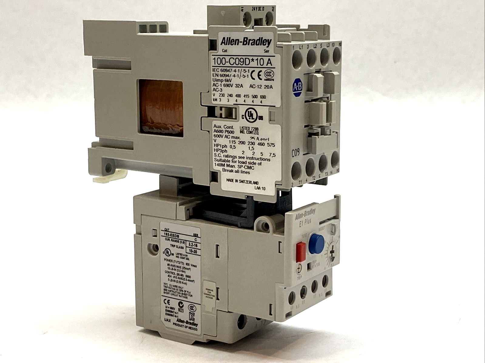 Allen Bradley 100-C09DA10 Ser. A Contactor 24v w/ 193-EEDB Ser. C - Maverick Industrial Sales