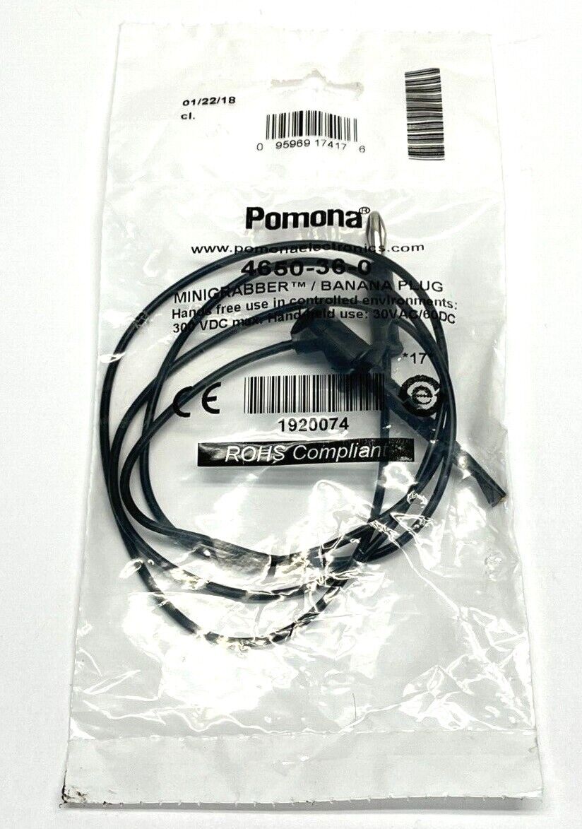 Pomona 4650-36-0 Minigrabber to Banana Plug 36" - Maverick Industrial Sales
