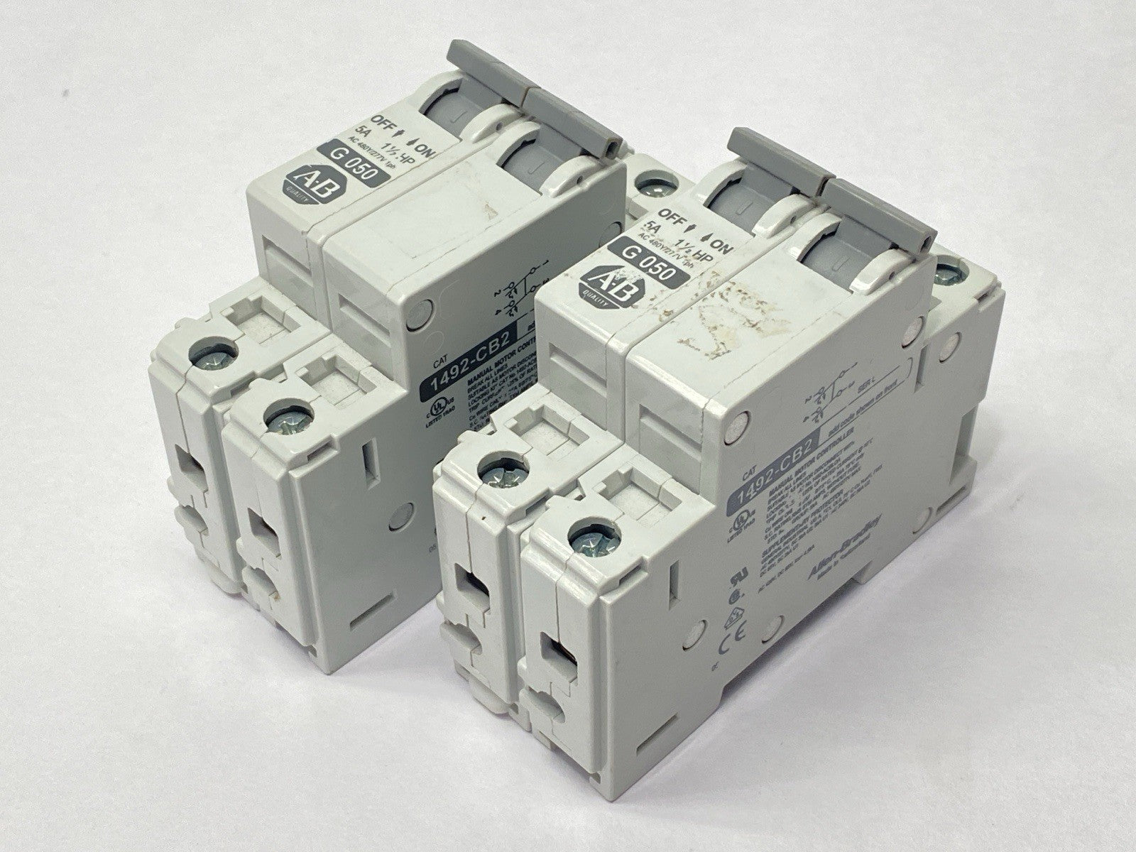 Allen Bradley 1492-CB2G050 Circuit Breaker 2-Pole 5A 480Y/277V 1.5HP LOT OF 2 - Maverick Industrial Sales