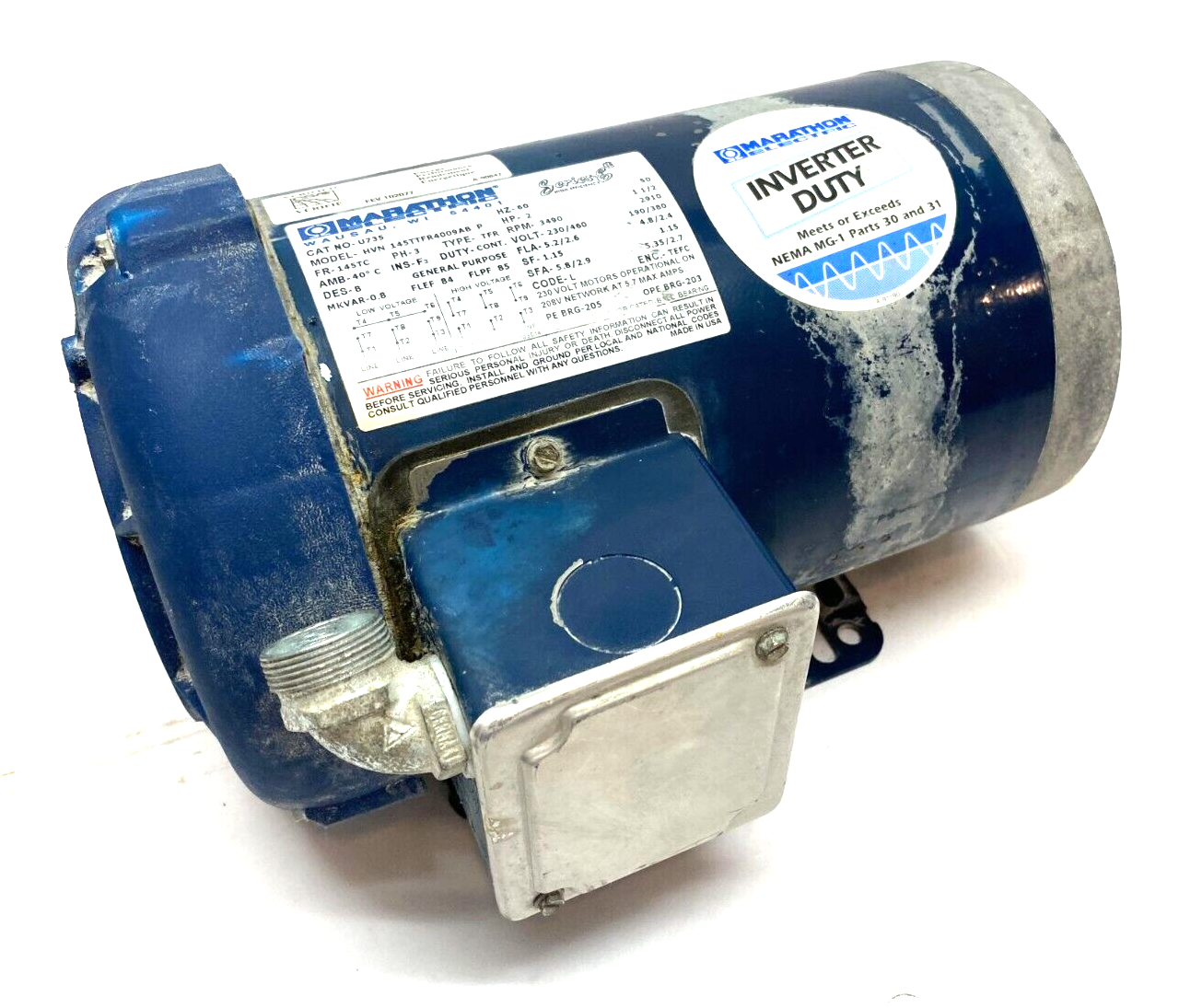 Marathon U735 Series E Inverter Duty Motor 145TC Frame 3490 Rpm 2HP 145TTFR4009 - Maverick Industrial Sales