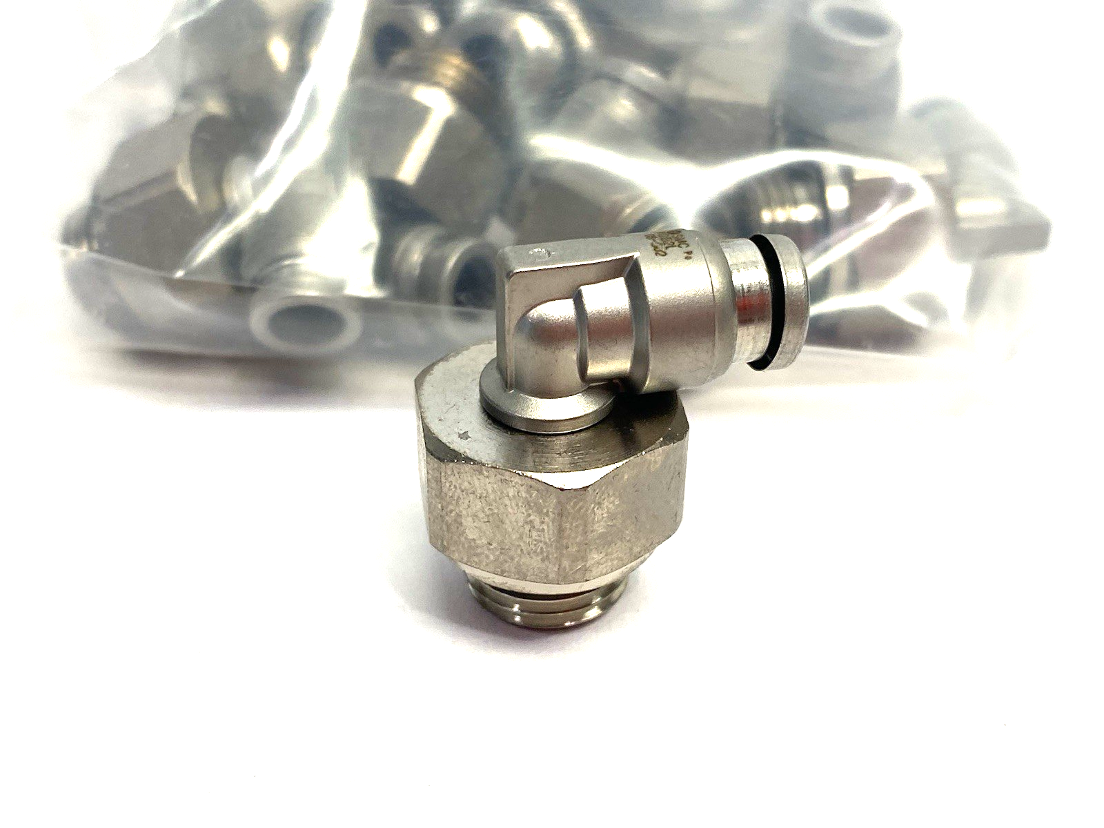 KQB2L06-G02 | SMC Metal Male Elbow Swivel Fitting 6mm OD Tube LOT OF 18 - New – Open box - Maverick Industrial Sales