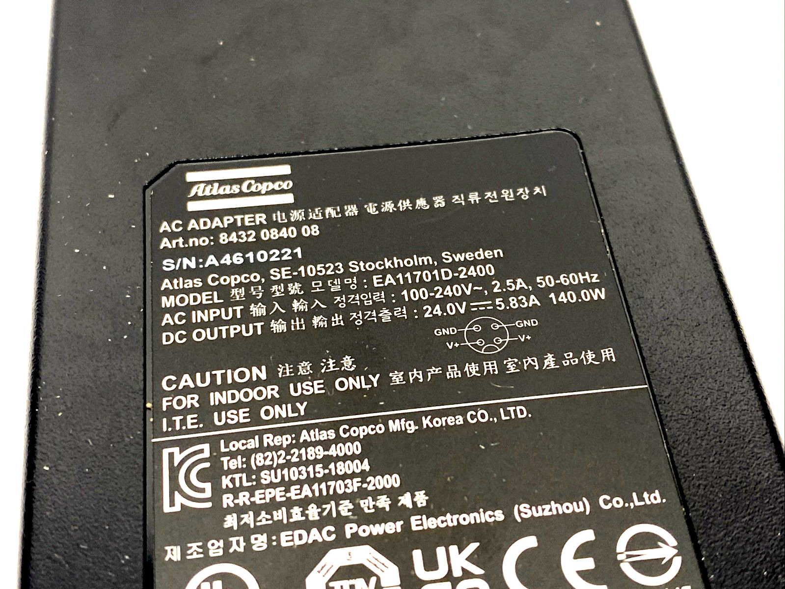 Atlas Copco 8432 0840 08 ILS Power Supply 100-240VAC, 24VDC 5.83A EA11701D-2400 - Maverick Industrial Sales