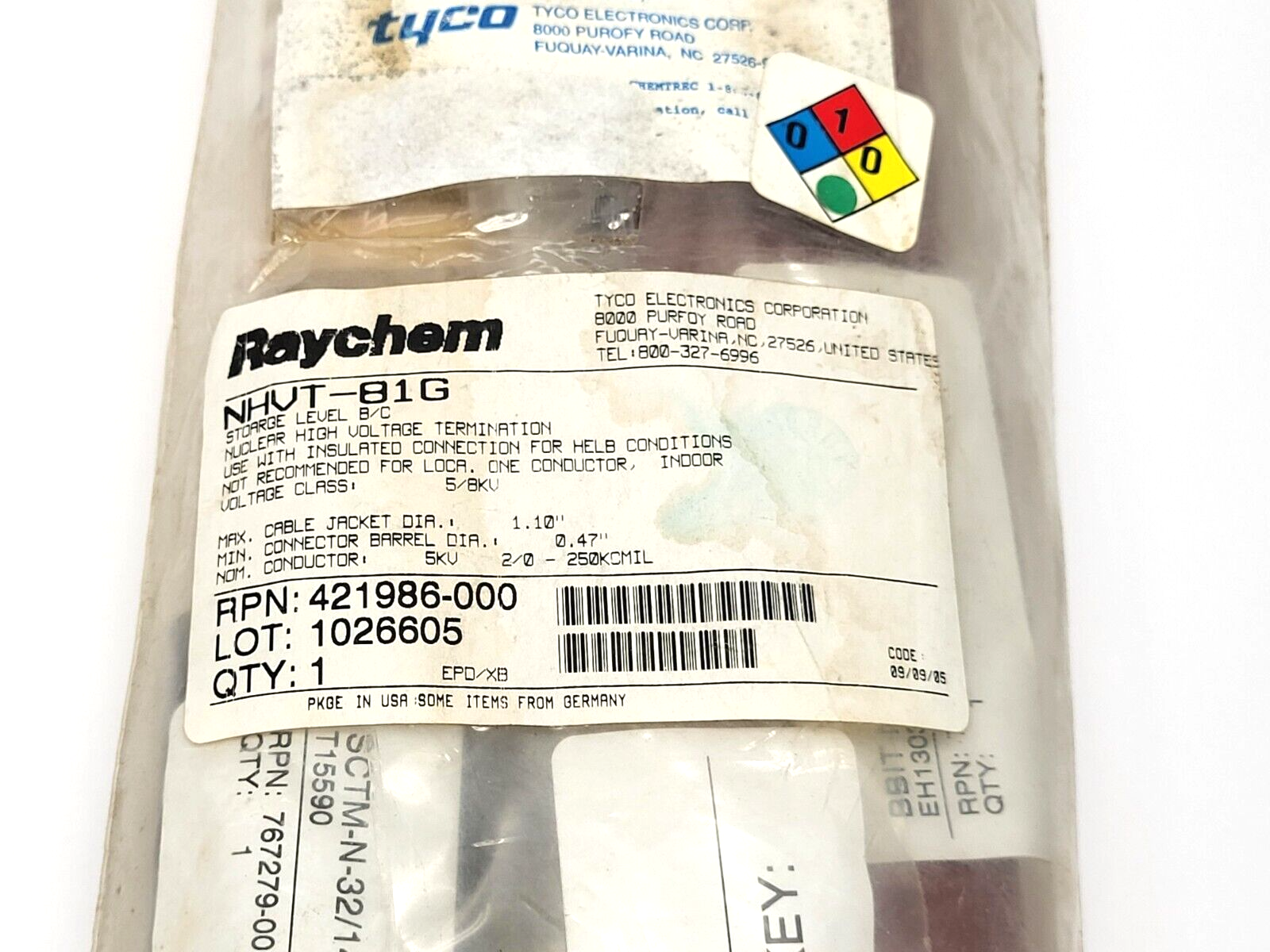 Raychem NHVT-81G Nuclear High Voltage Termination Kit - Maverick Industrial Sales