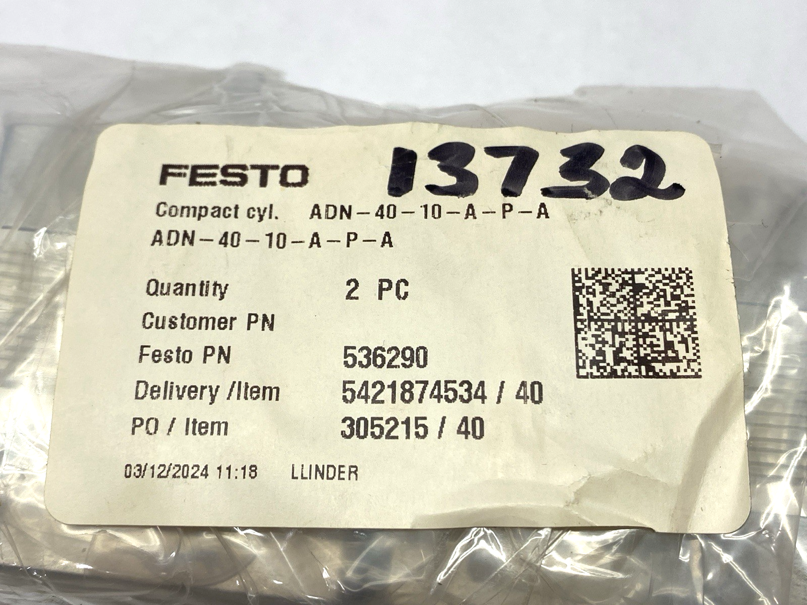 Festo ADN-40-10-A-P-A Pneumatic Compact Cylinder 10mm Stroke 536290 LOT OF 2 - Maverick Industrial Sales