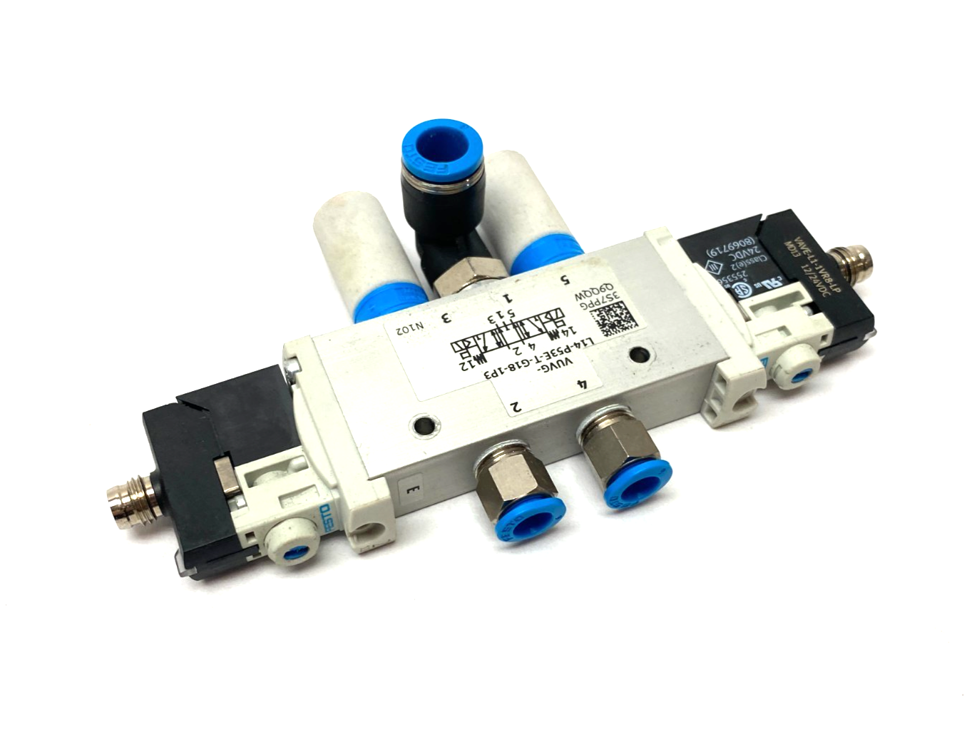 Festo VUVG-L14-P53E-T-G18-1P3 Solenoid Valve 566502 w/ VAVE-L1-1VR8-LP Sub-Bases - Maverick Industrial Sales