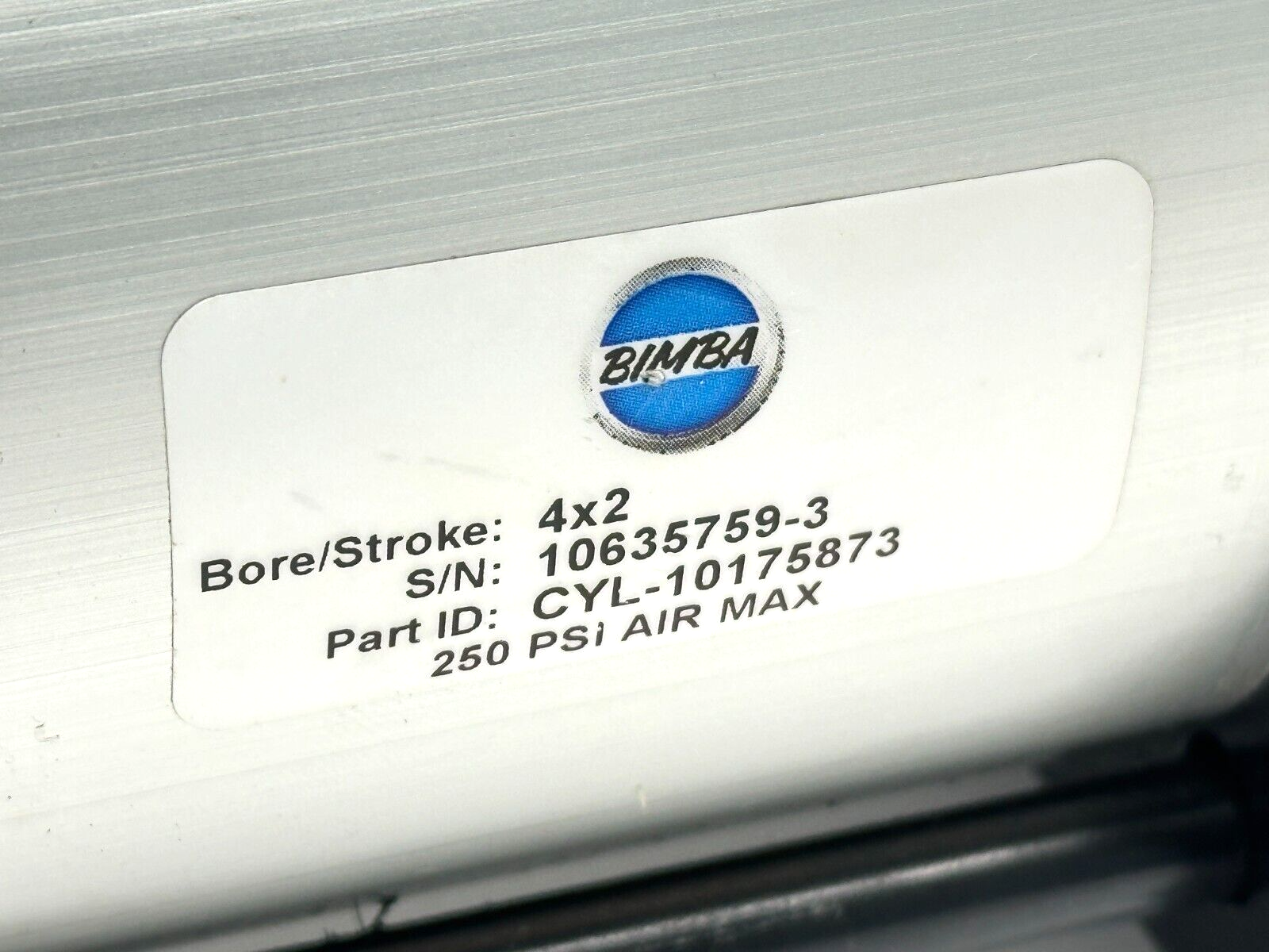 Bimba CYL-10175873 Pneumatic Cylinder 250PSI 4" Bore 2" Stroke - Maverick Industrial Sales