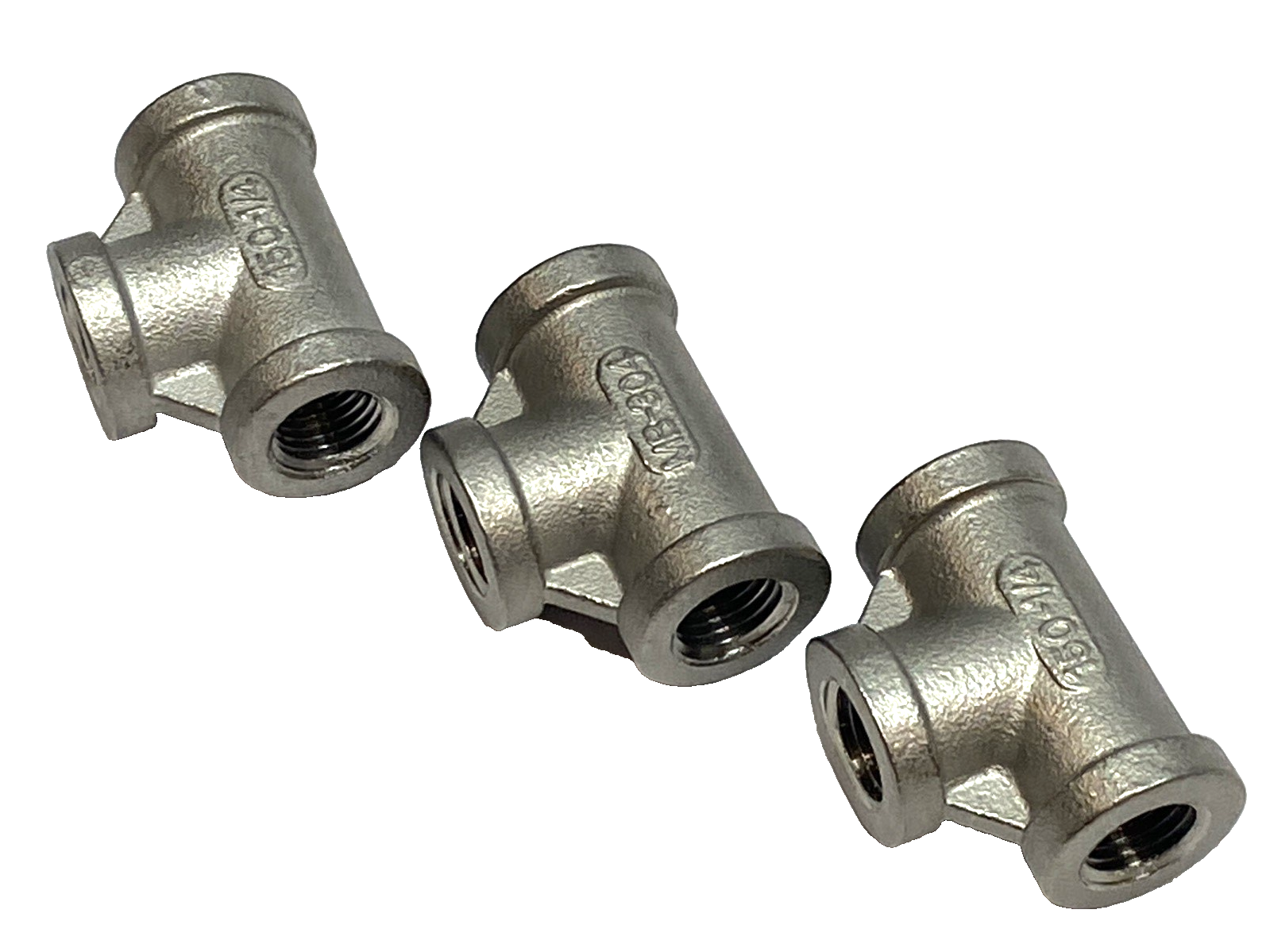 150-1/4" NPT Tee Pipe Fitting 304 Stainless Steel LOT OF 3 - Maverick Industrial Sales